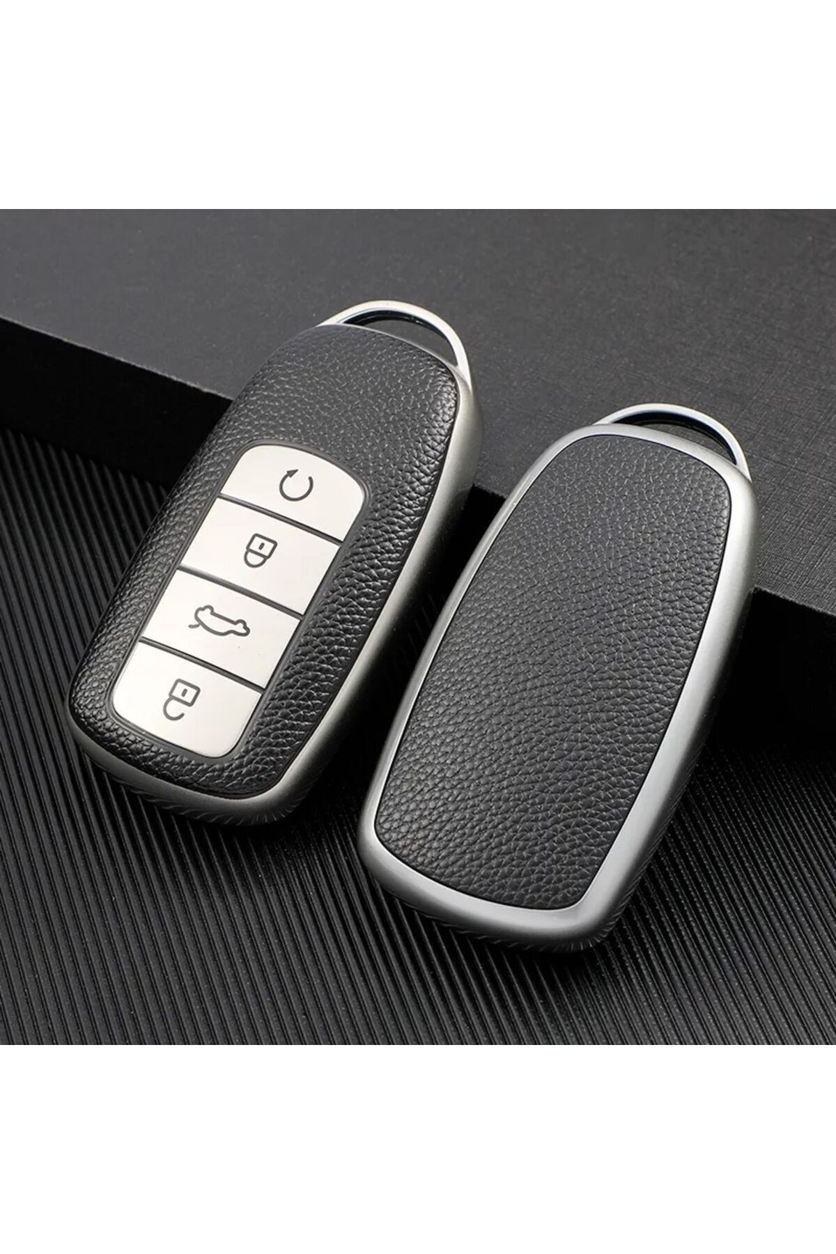 Alazpay Chery Tiggo 8 Pro & Tiggo 7 Pro Avatgarde & Omoda 5 Tpu Anahtar Kılıfı (SİYAH-GÜMÜŞ RENK)
