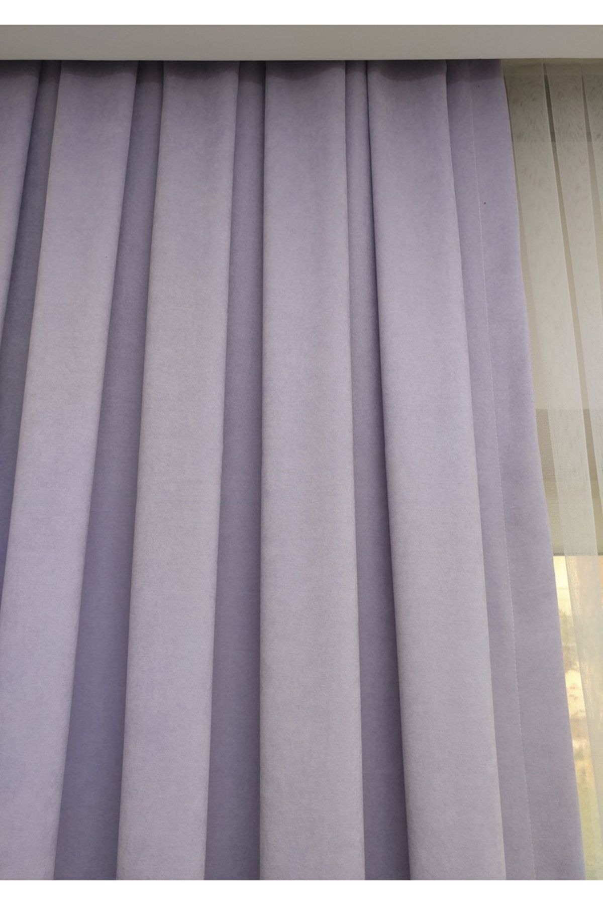 Evdepo Home-Lilac Solid Color Pleated Soft Background Curtain, 1/2,5 Regular (MEDIUM) Pleat, Single Wing 5