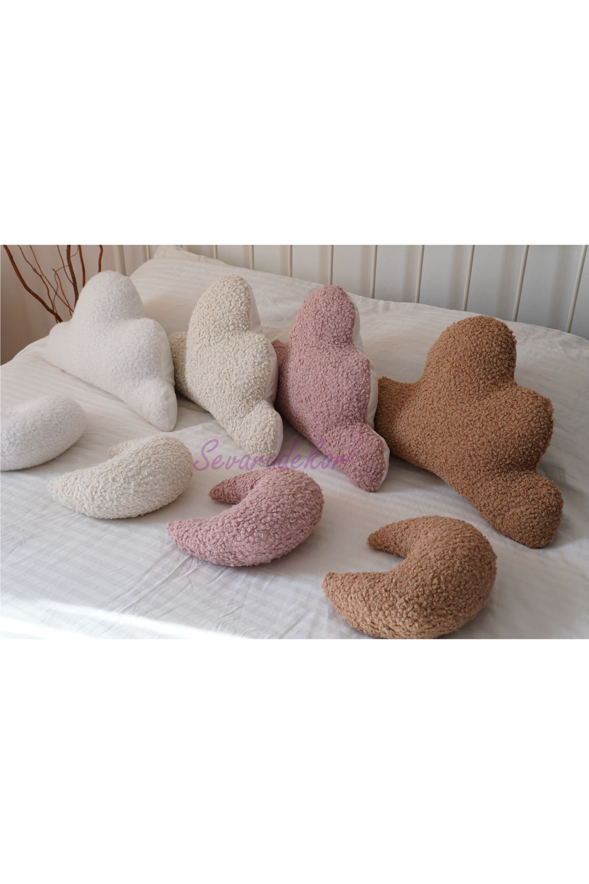 sevaradekor-Teddy Pillow Boucle Cloud Pernă de aruncare Pernă de nor bej cu umplutură internă 4