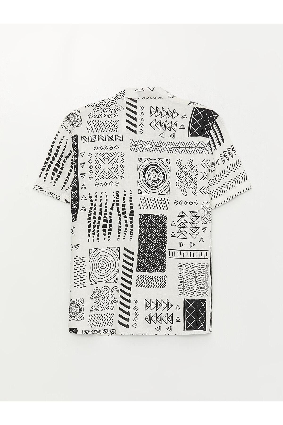 LC Waikiki-Lcw Vision Short Sleeve Patterned Linen Men's Shirt - Regular Fit 7