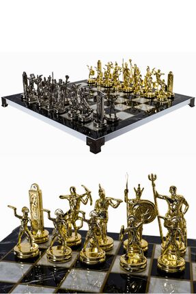 Cooper Chess Büyük Metal Satranç Takımı | 37cm Mermer Desenli Satranç Tahtası...