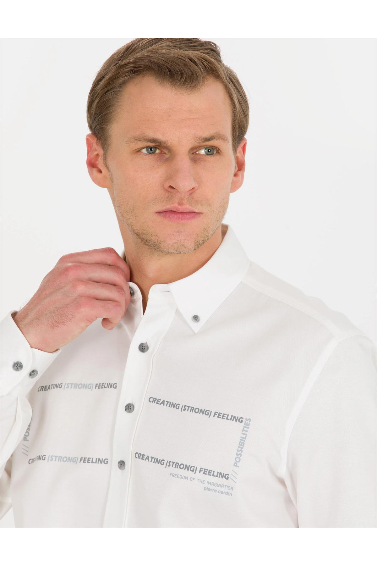 پیراهن مردانه سفید پیرکاردین | 50266025 اورجینال - تصویر 2