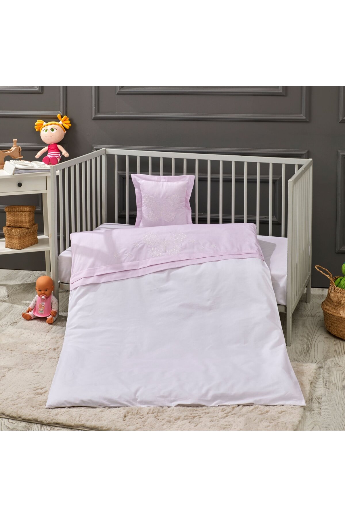 Butterfly Bebek Nevresim Takımı — Pembe