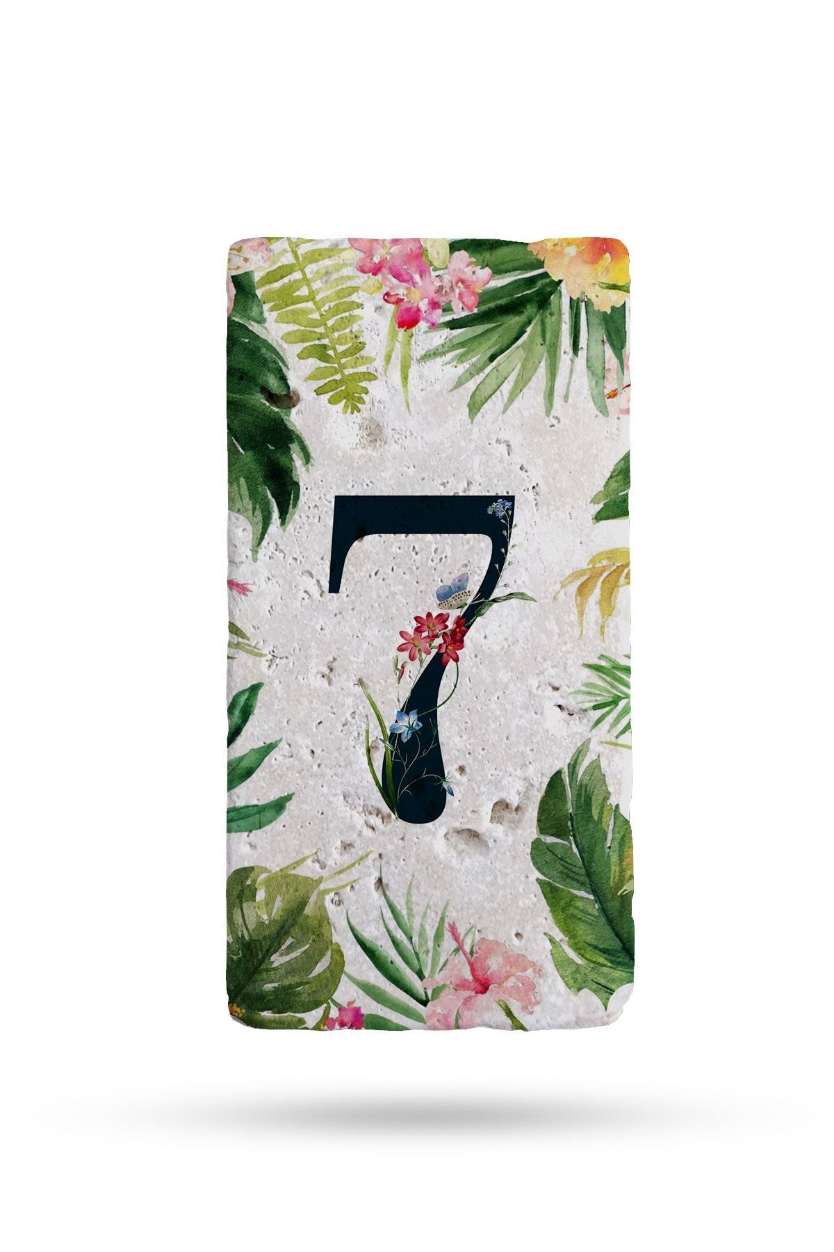 Natural Stone Door Number, Uv Printed Door Number 7.5x15cm No:7