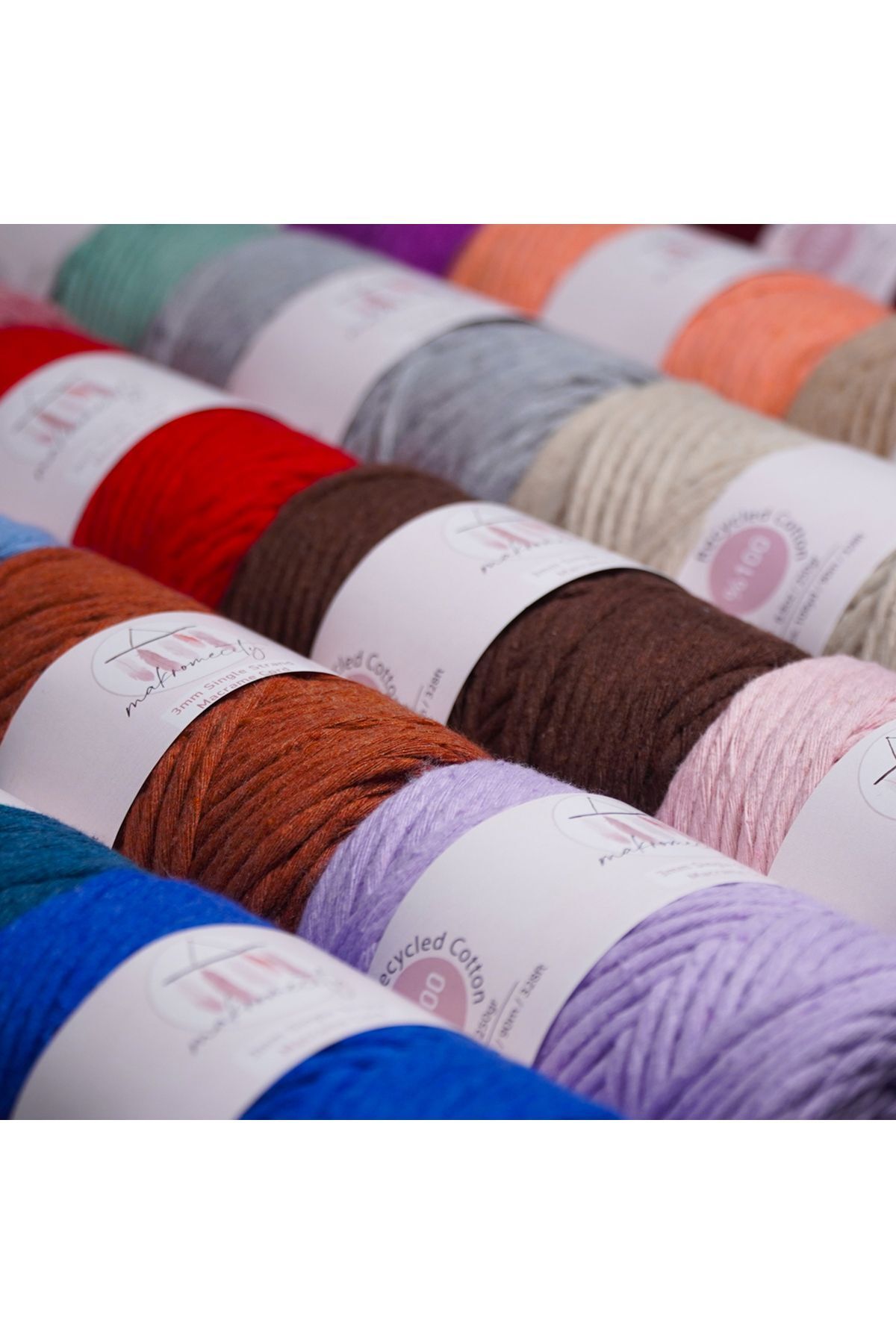 Makromecity-Scalloped Macrame Thread 3mm Scalloped Cotton Macrame Thread Macrame Thread Lilac 7