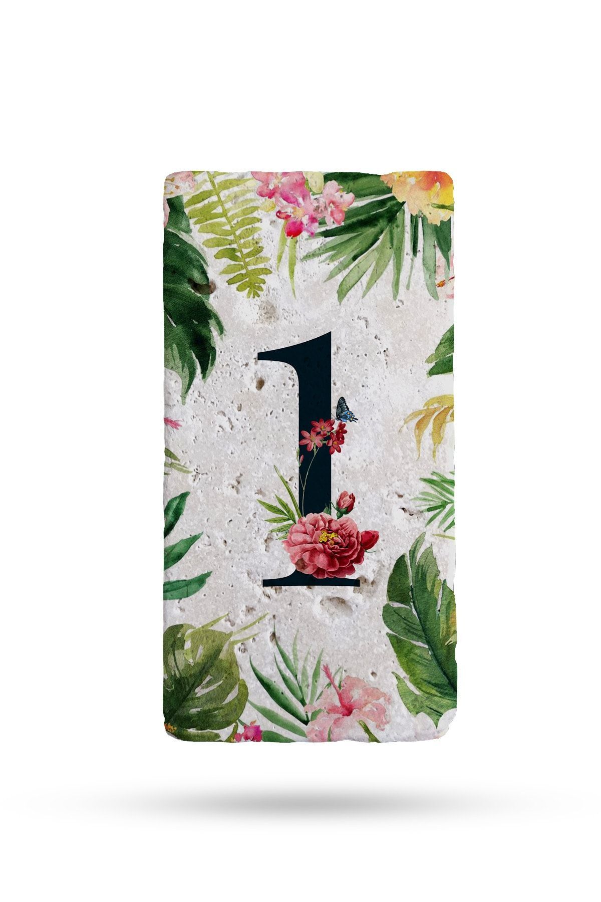 Natural Stone Door Number, Uv Printed Door Number 7.5x15cm No:1