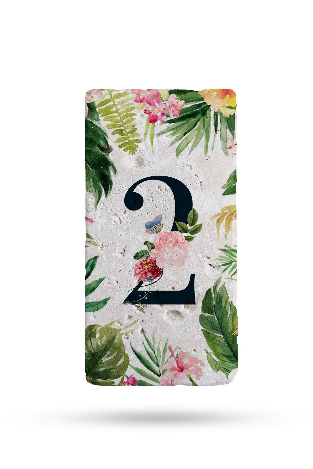 Natural Stone Door Number, Uv Printed Door Number 7.5x15cm No:2