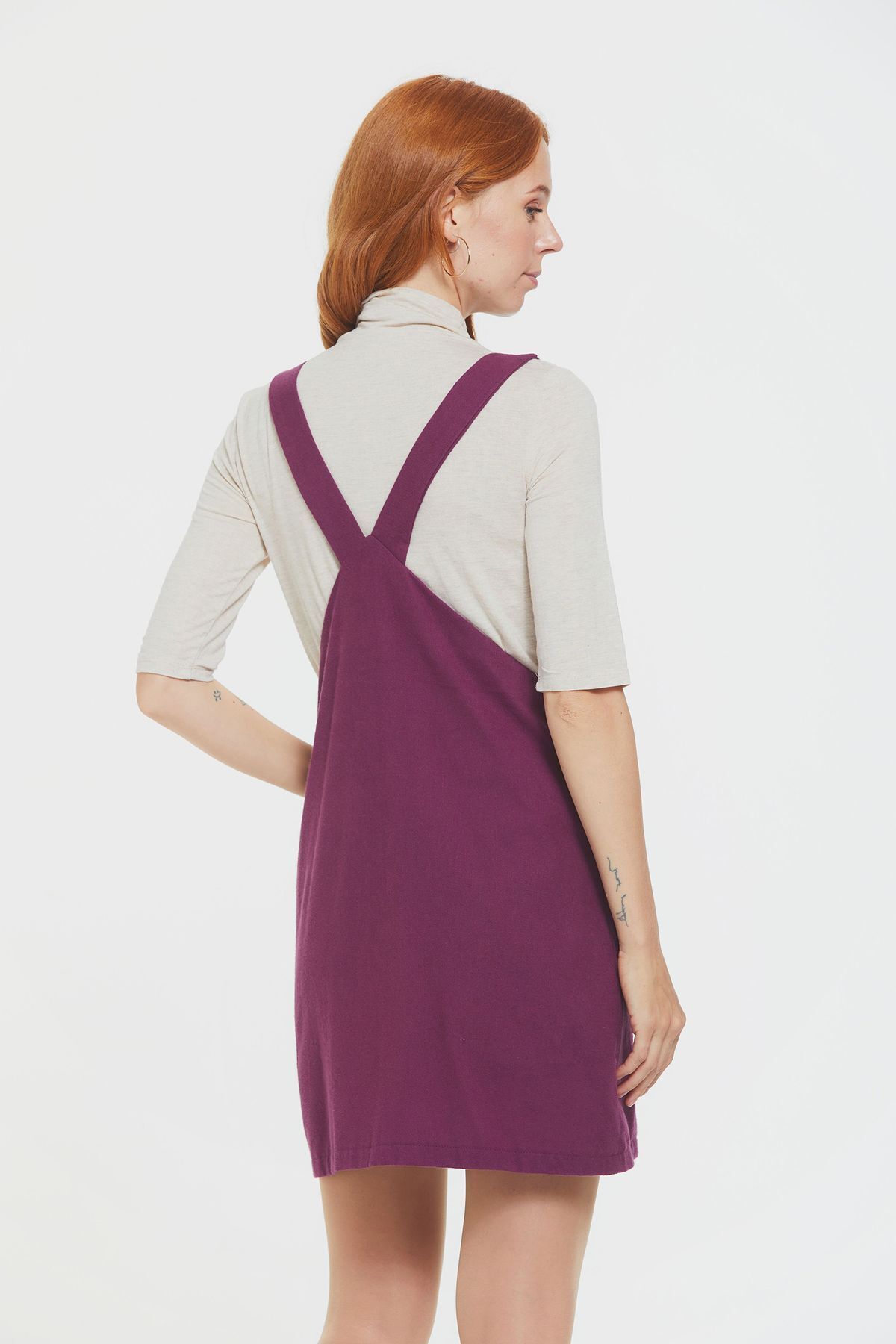 Clandestino-Purple Bohemian Dress - Cotton, Buttoned Front Gilet 4