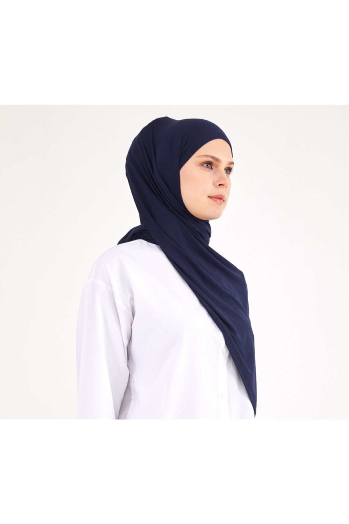 Differenza-شال قطني ممشط باللون الأزرق الداكن 3