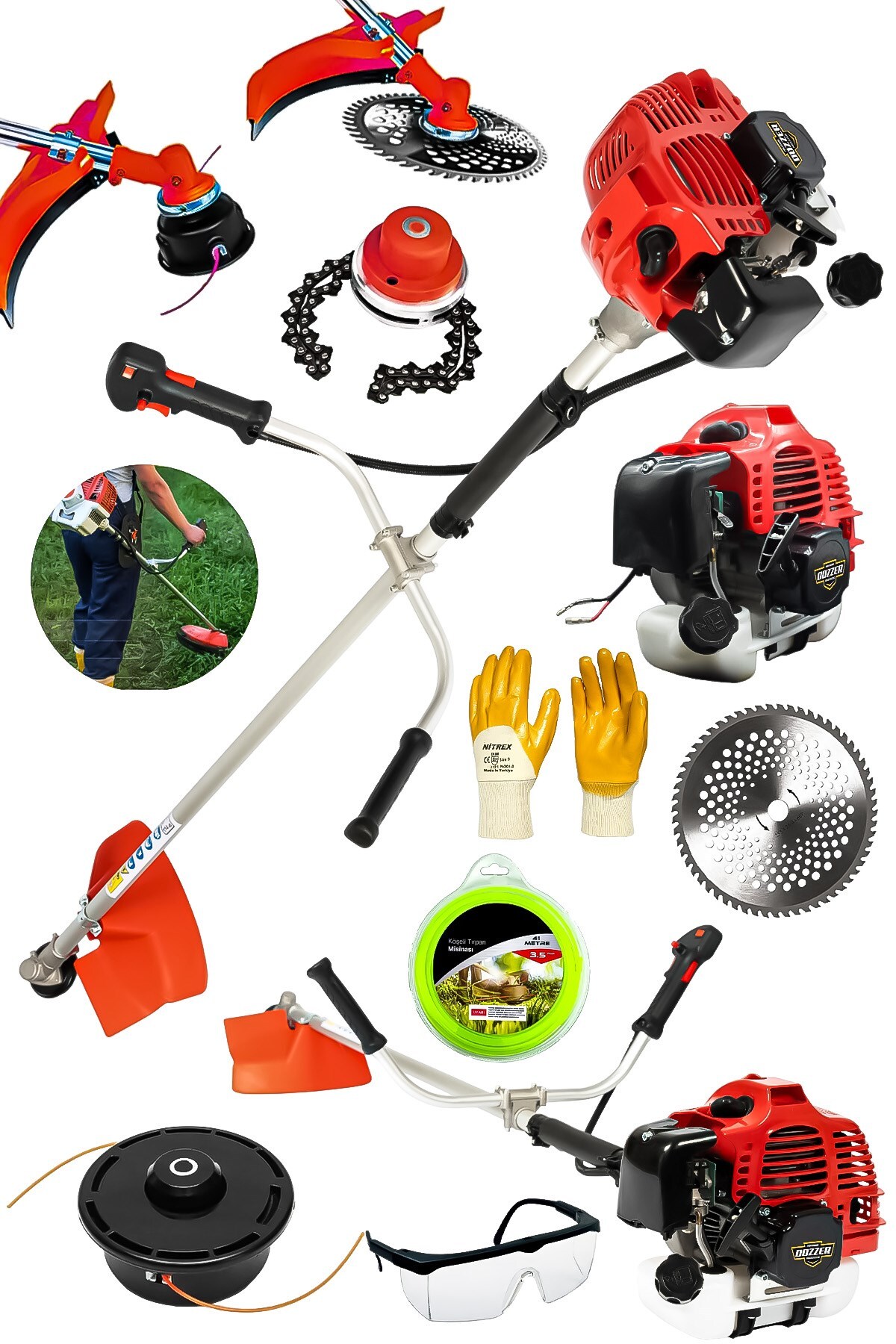 Dozzer Alman 14 Hp Tam Profesyonel Yan Tipi Benzinli Tırpan Ot