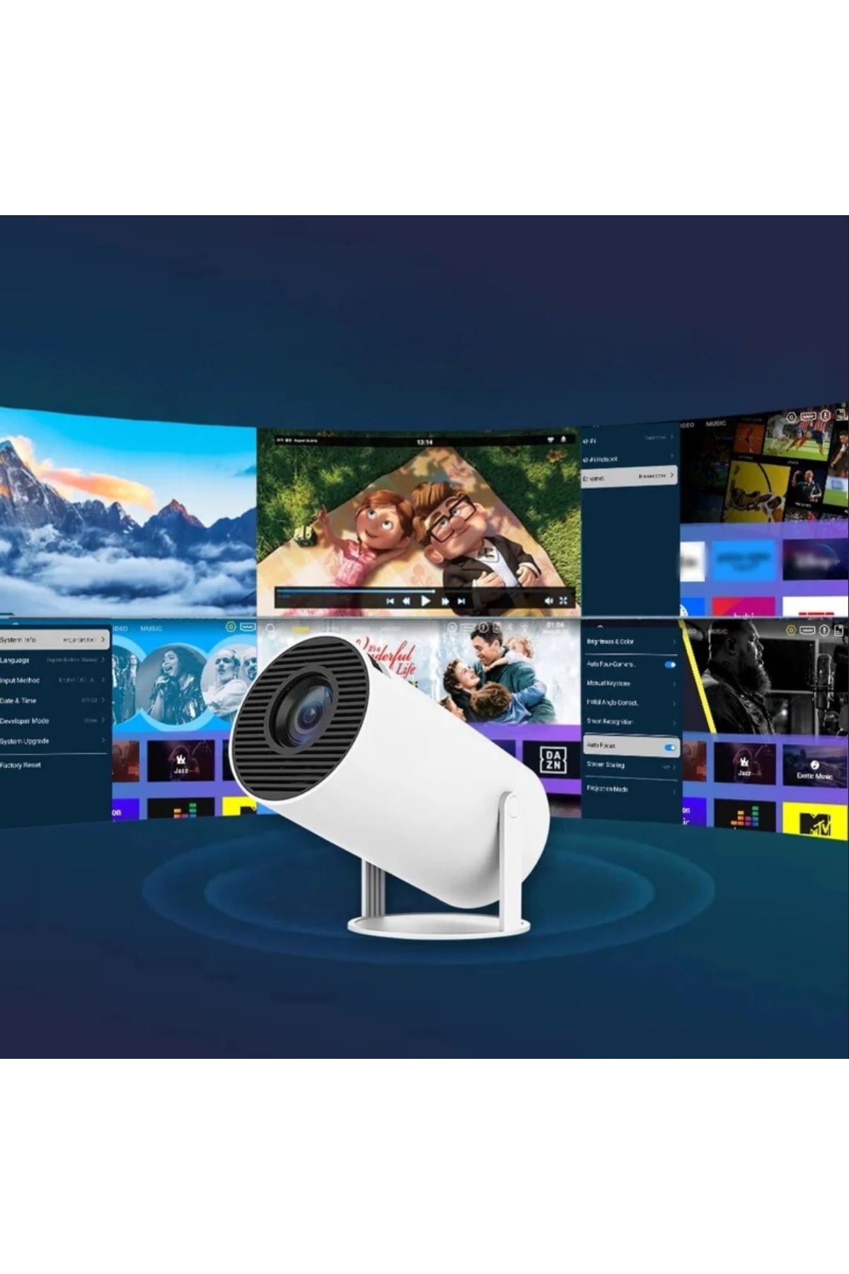 Wifi6 5G projektör Android 11 4K 150 ANSI çift WiFi BT 1280*720p taşınabilir ev sinema projeksiyon - 6