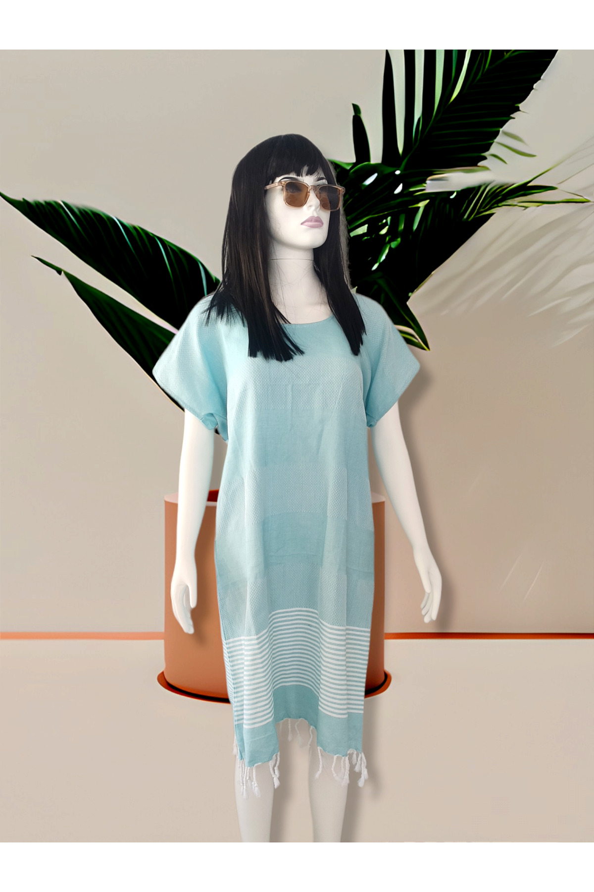 CollessiaHome Kadın Dokuma Plaj Elbisesi Kara Tezgah Dokuma Peştamal Elbise