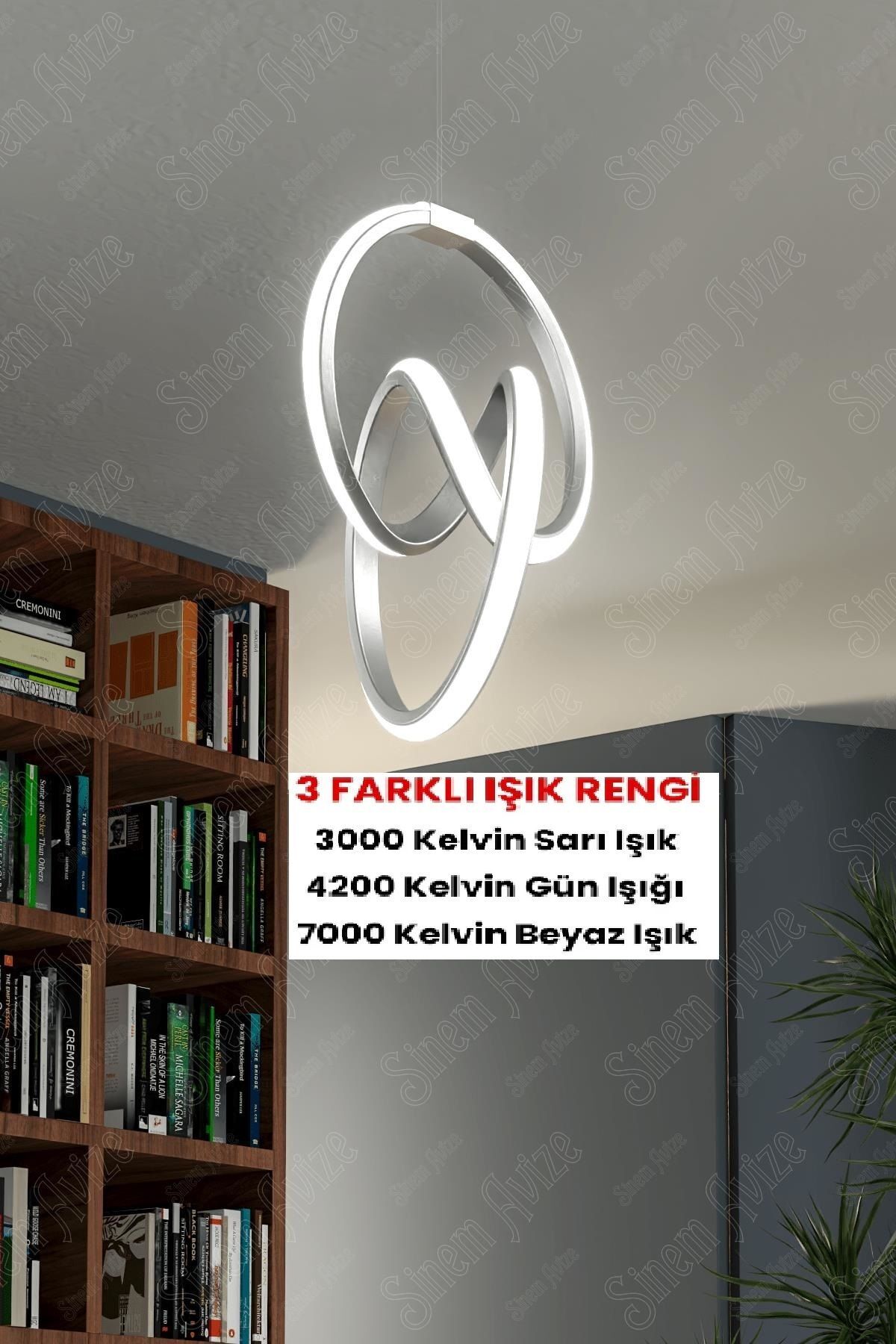 Sanctum Avize Seranat Gri Yeni Seri Özel 3 Renk Ultra Ledli Avize