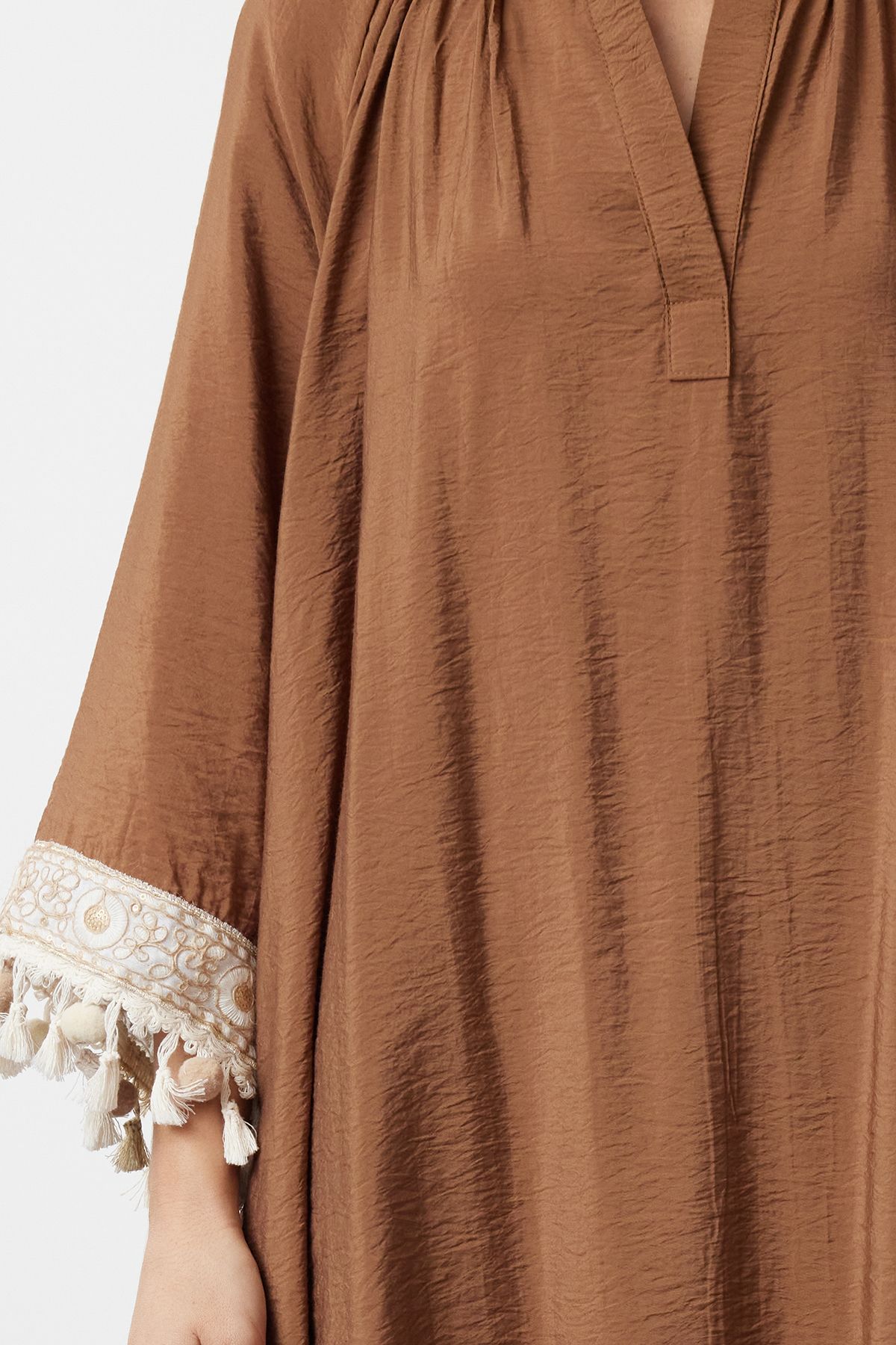 Trendyol Modest-Capac țesut cu detalii accesorii maro și ferace și caftan și Jalabiya TCTSS24KK00008 4