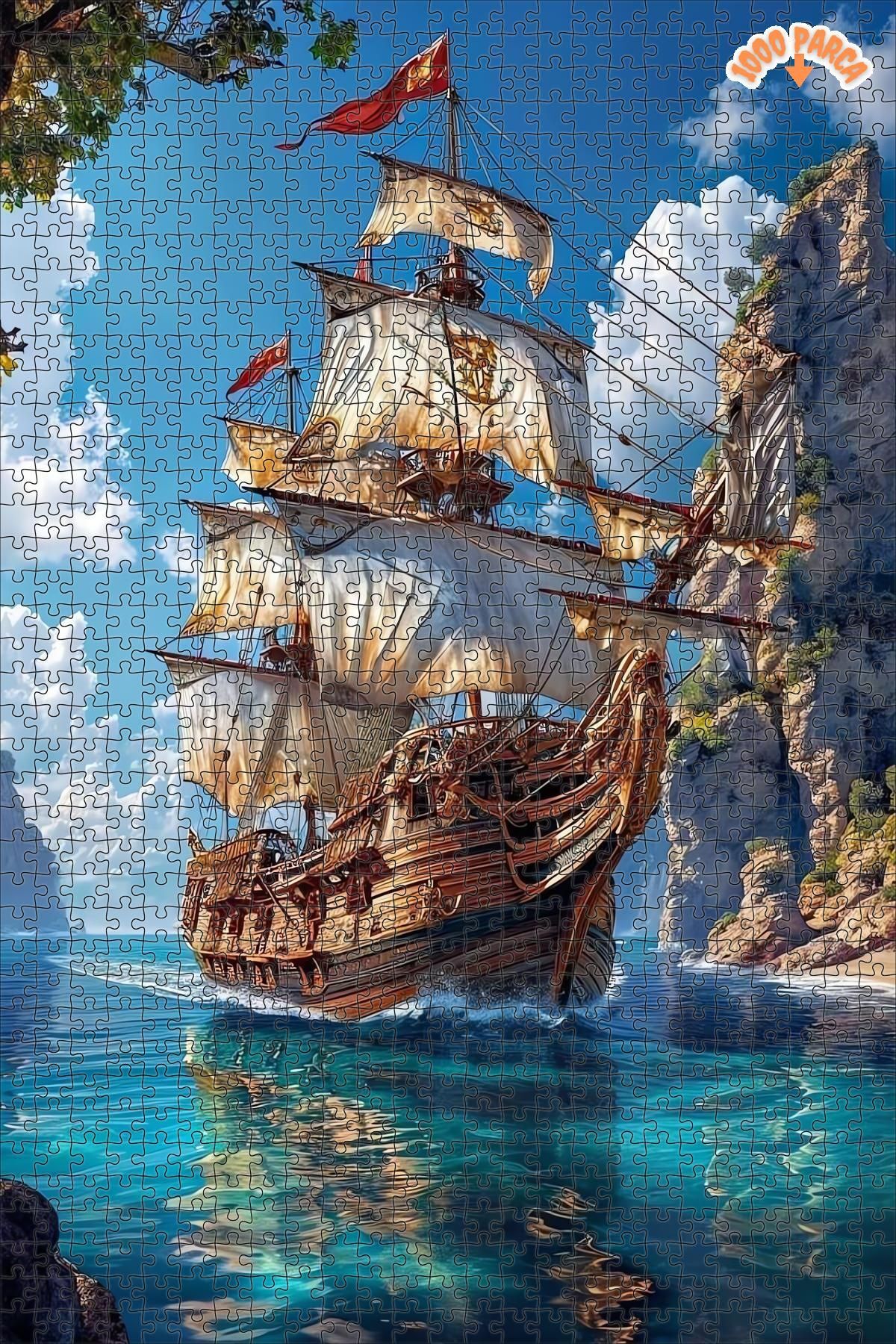 Teona Ahşap Sonsuz Mavi Yolculuk Gemisi Dekoratif Çift Katlı