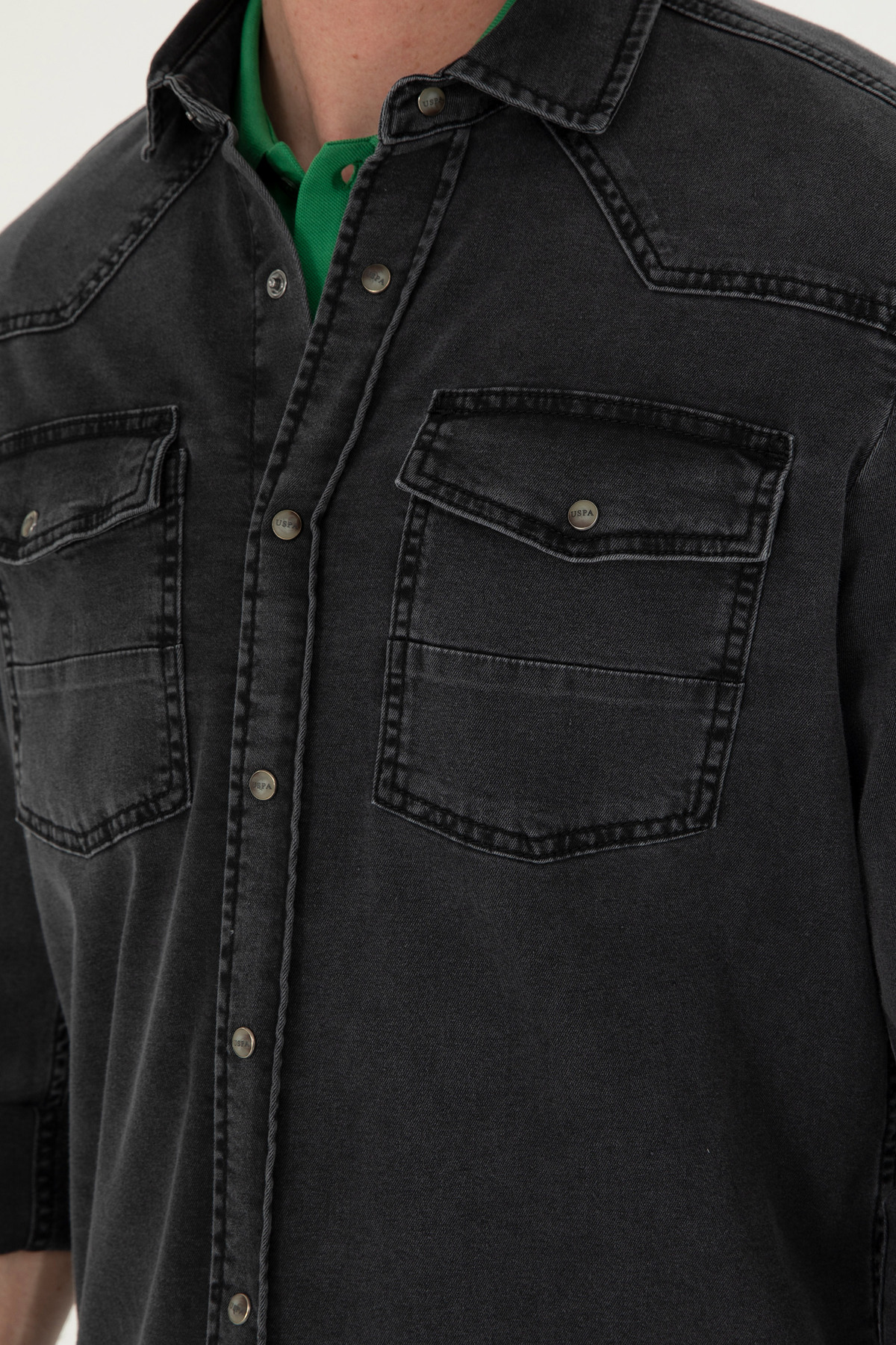 پیراهن مردانه مشکی یو اس پولو | G081SZ077.000.1836895 اورجینال - تصویر 5