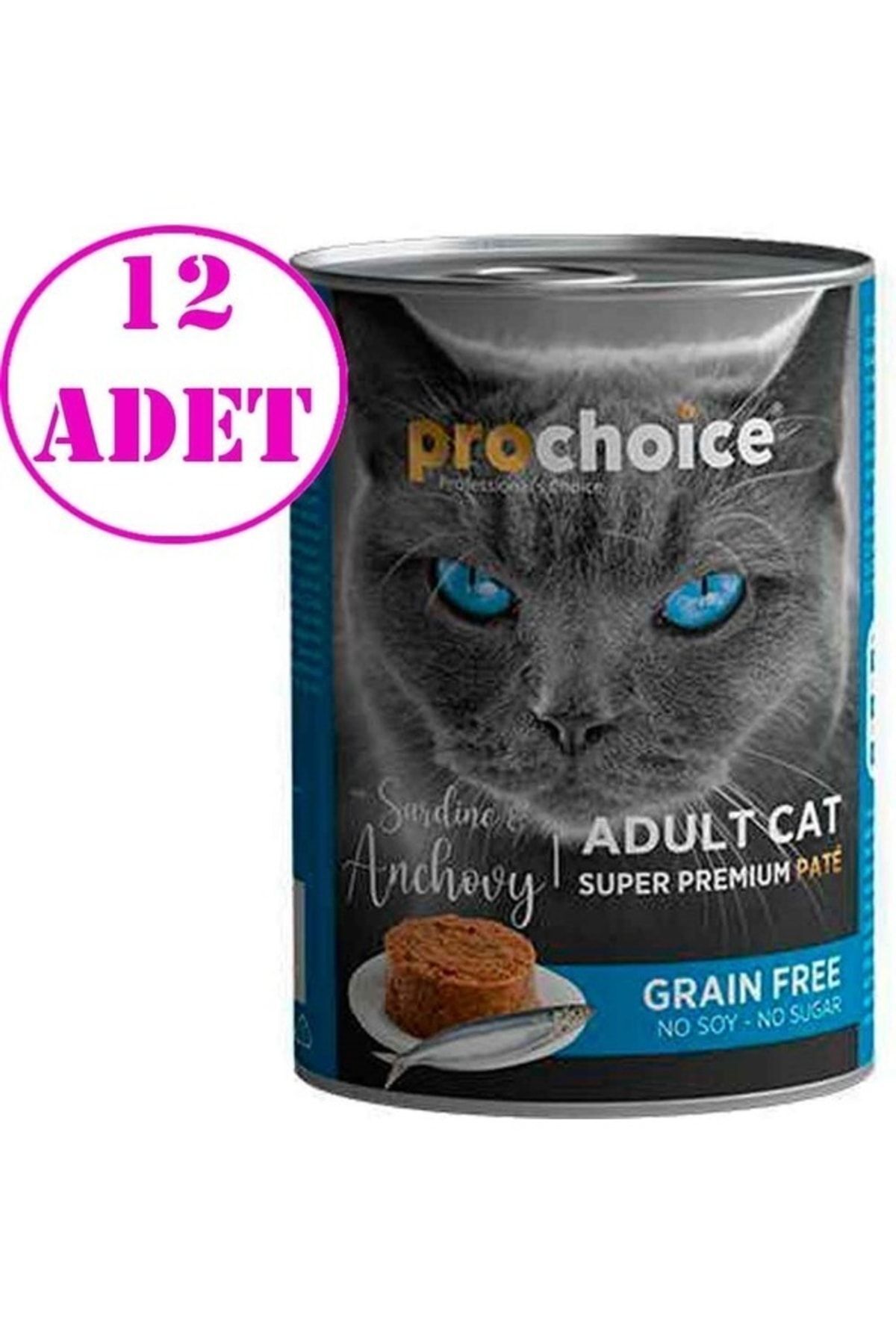 Pro Choice Sardalya Ve Hamsili Tahılsız Yetişkin Kedi Konservesi 400gr 12'li