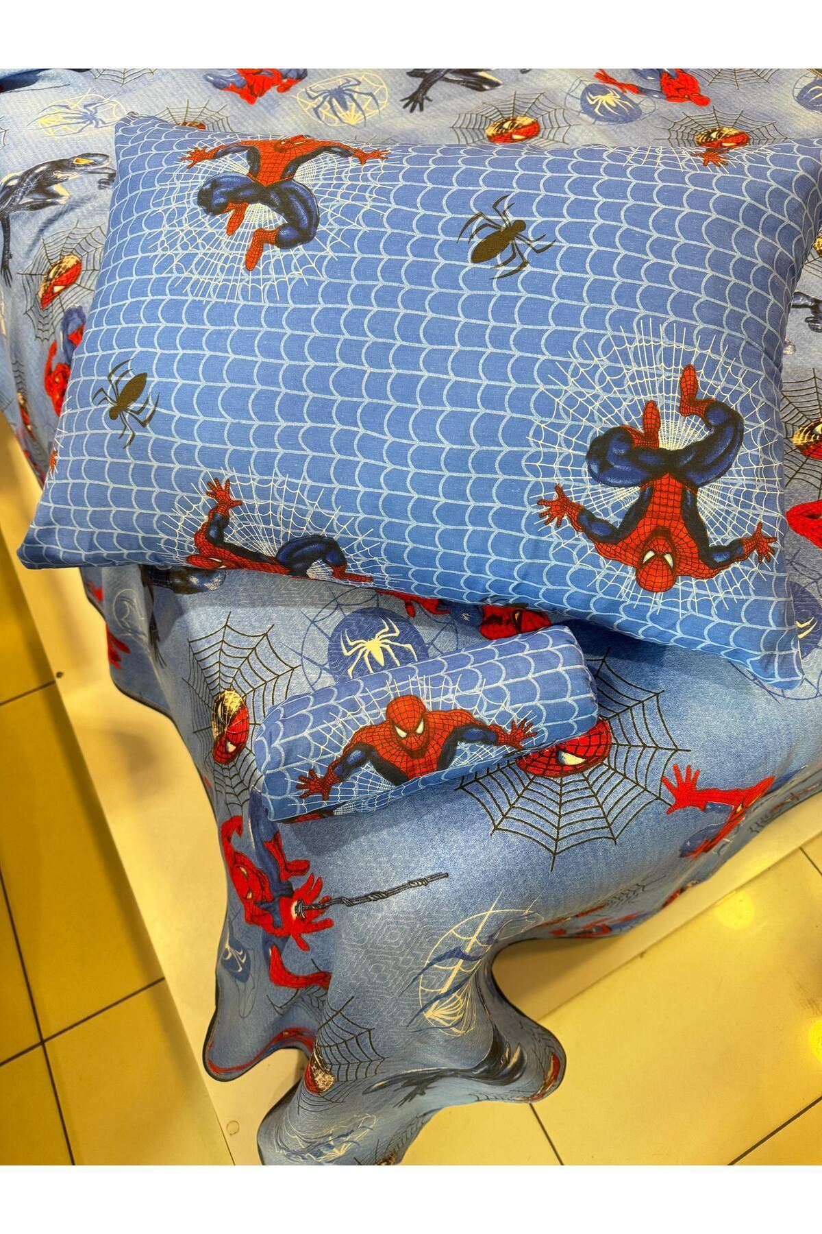 ŞENER HOME-Spiderman Patterned - Elastic Single Pique Set 3