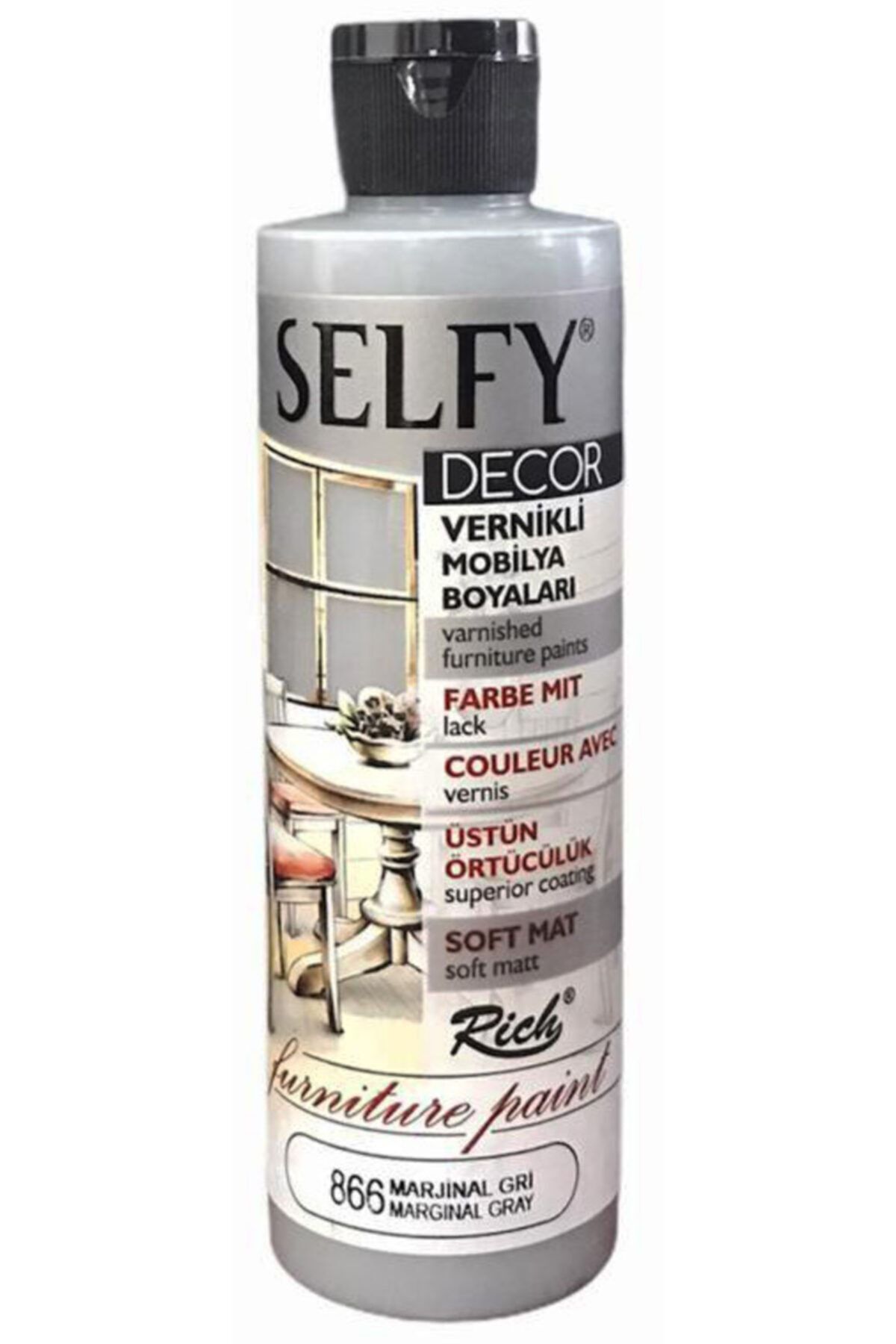 Rich Selfy Decor Kendinden Vernikli Boya 866 Marjinal Gri 240 Cc