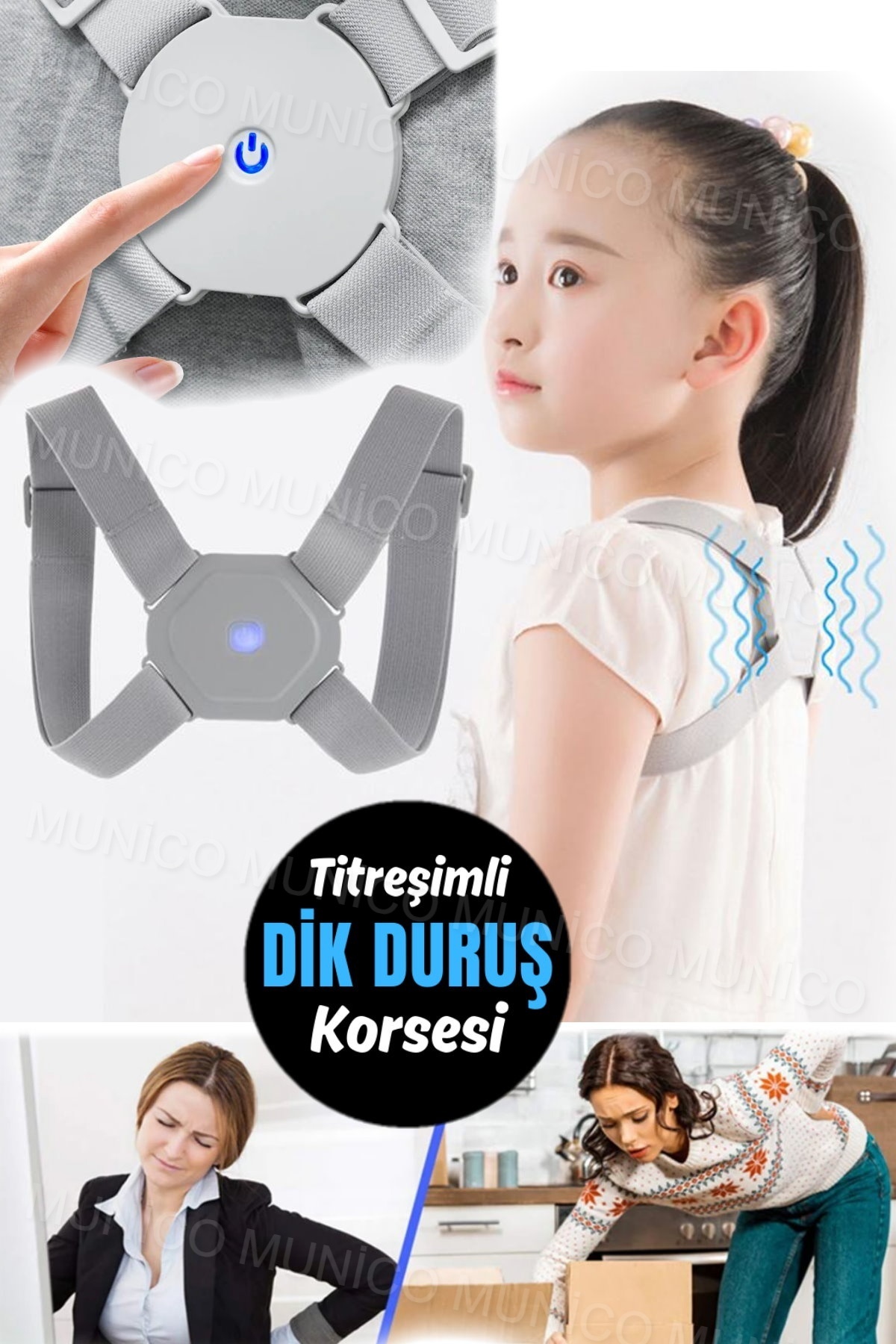 Akıllı Düzeltici Elektronik Duruş Hatırlatma Sensörlü Titreşim Üst Sırt Desteği Düzleştirici Konfor 2