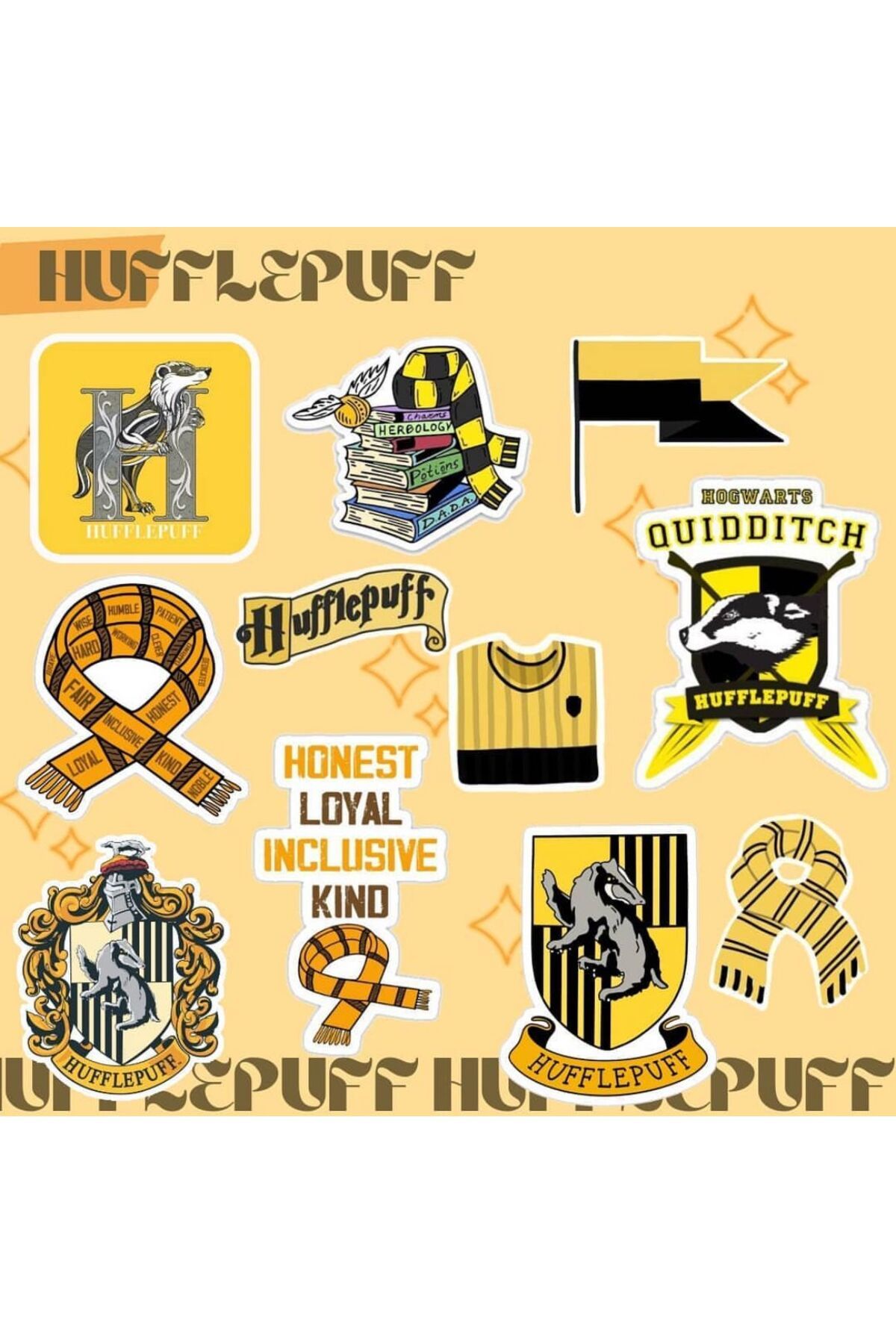 Pufidik Set De Autocolante Harry Potter Hufflepuff - Etichete Pentru Telefon Pentru Laptop - One Size