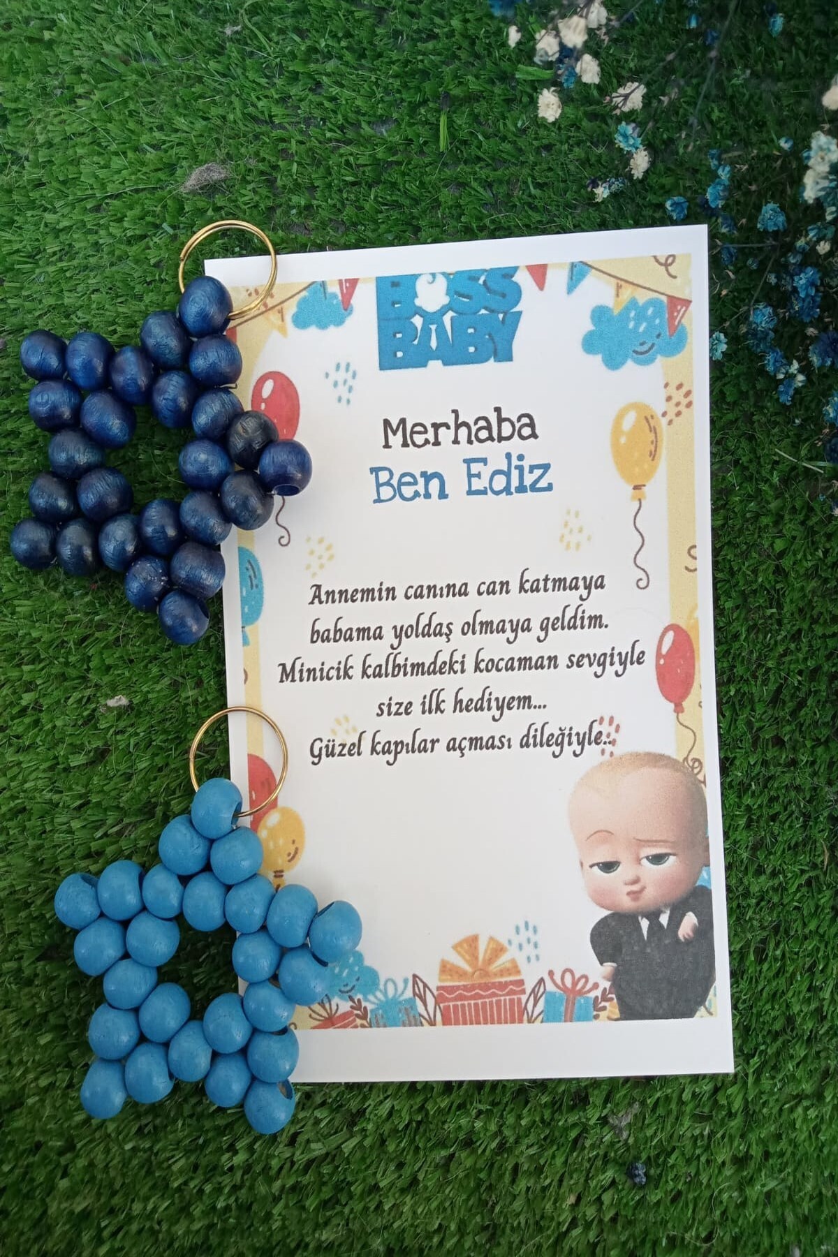 Emtory Home 15 Adet Patron Bebek Kartlı Hediyelik Anahtarlık - Doğum Günü Hediyelik -Mevlid Hediye -Kişisel Yazı fotoğrafı 2 (önizleme)