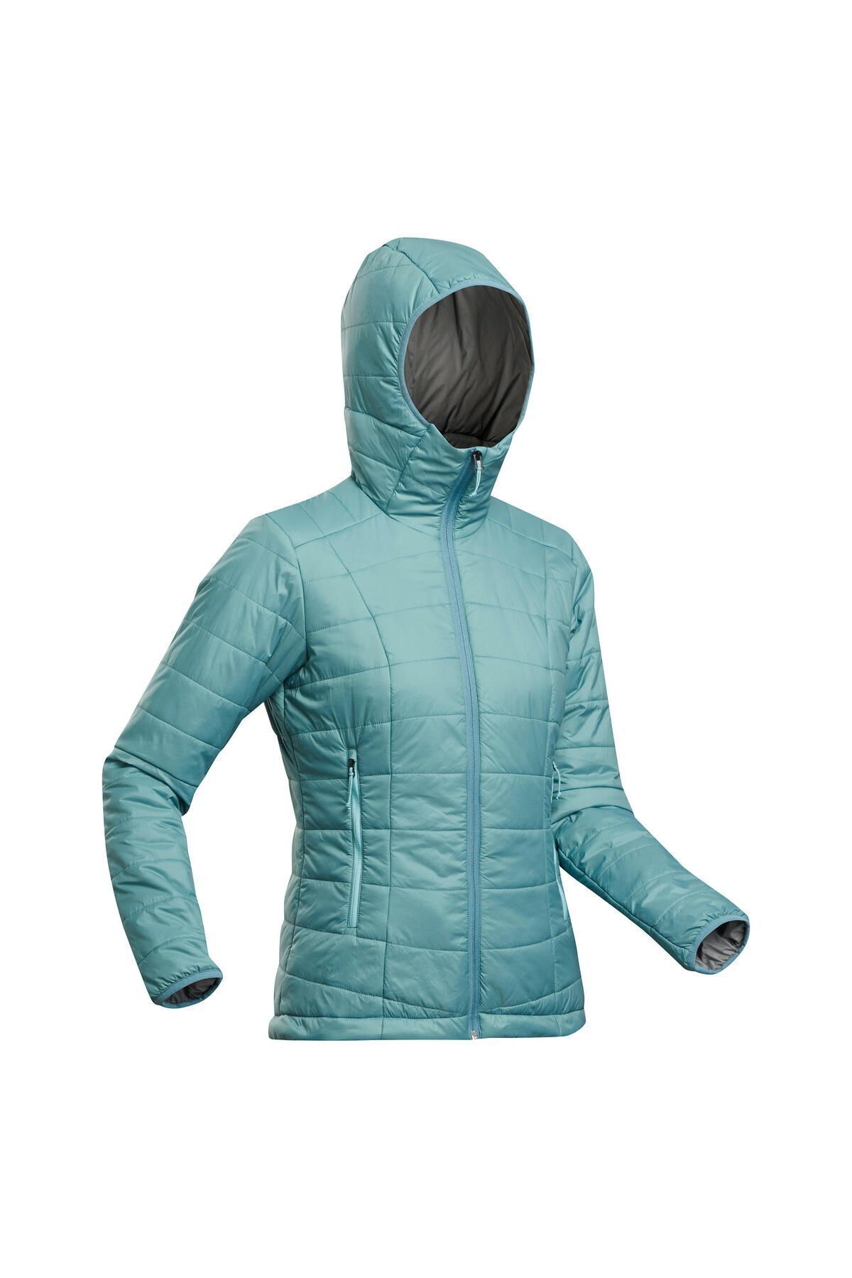 Decathlon  Kadın Outdoor Trekking Kapüşonlu Şişme Mont - Turkuaz - Mt100 -5°c - Görsel 8