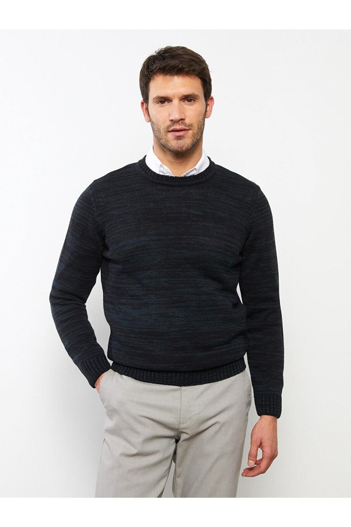 ال سی وایکیکی ژاکت بافتنی مردانه طرح‌دار آستین بلند یقه گرد کلاسیک LCWAIKIKI