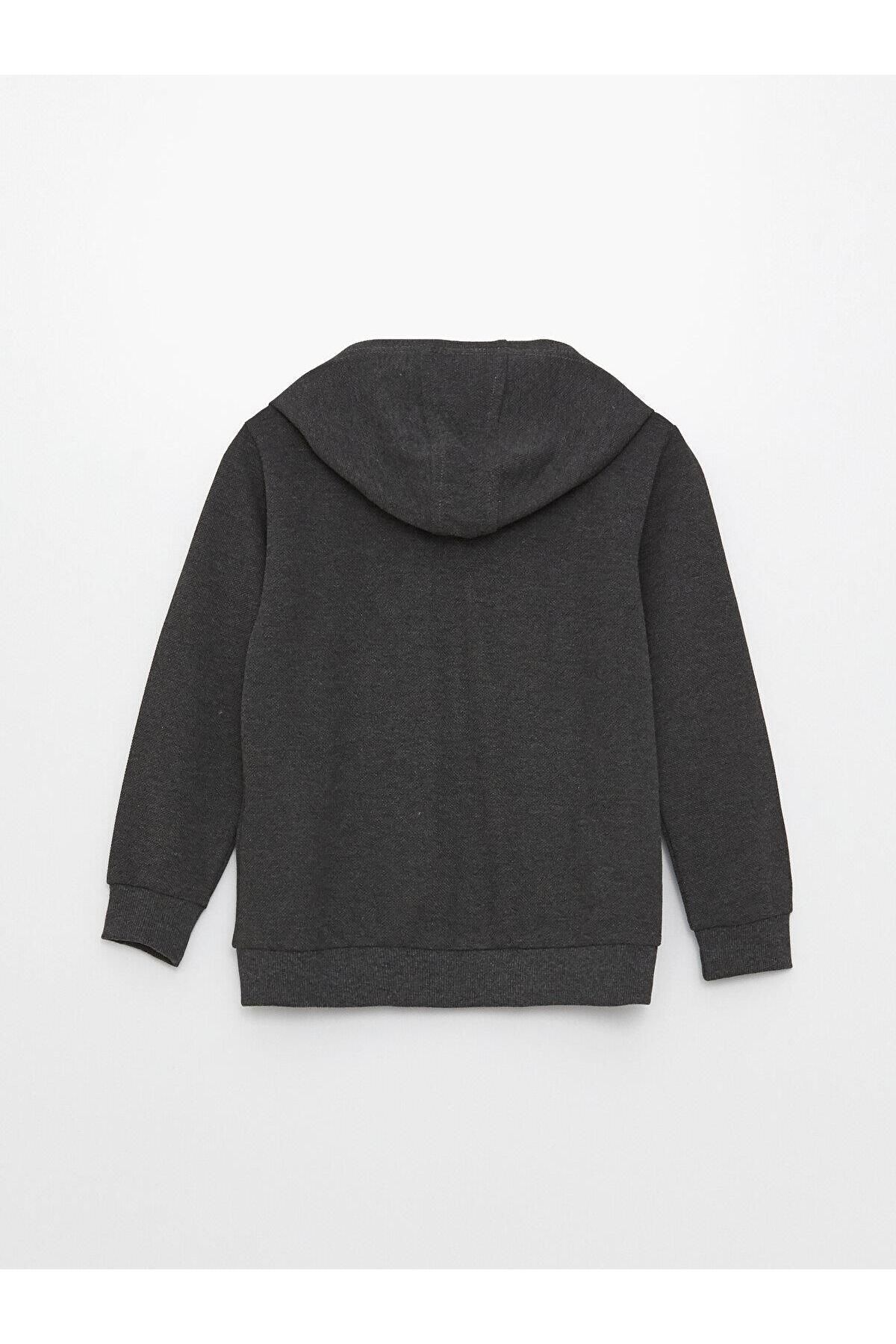 سوئیشرت زیپ دار پسرانه آستین بلند پایه LCW Kids Hooded LC Waikiki