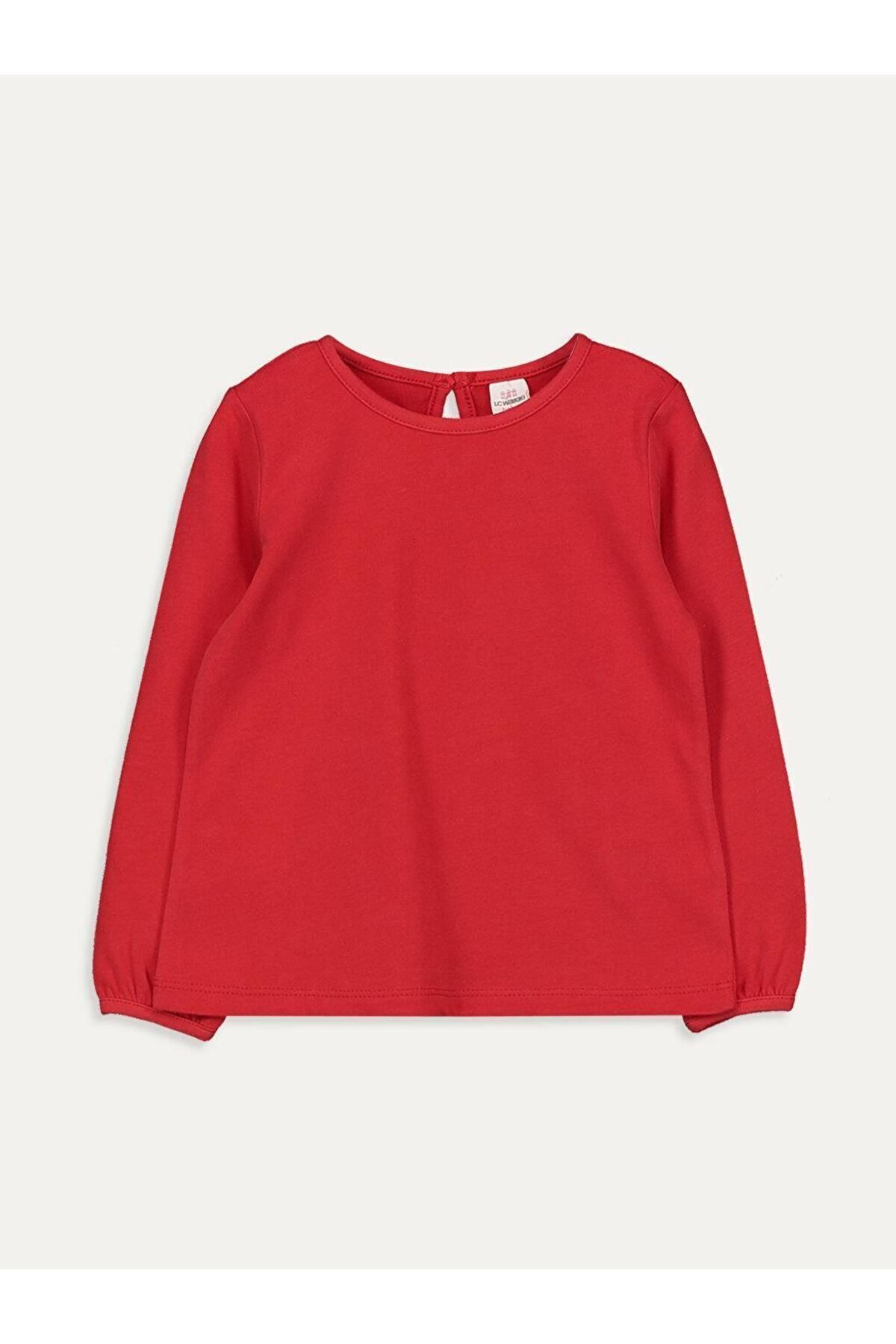 ال سی وایکیکی تی‌شرت آستین بلند دخترانه یقه گرد LCW