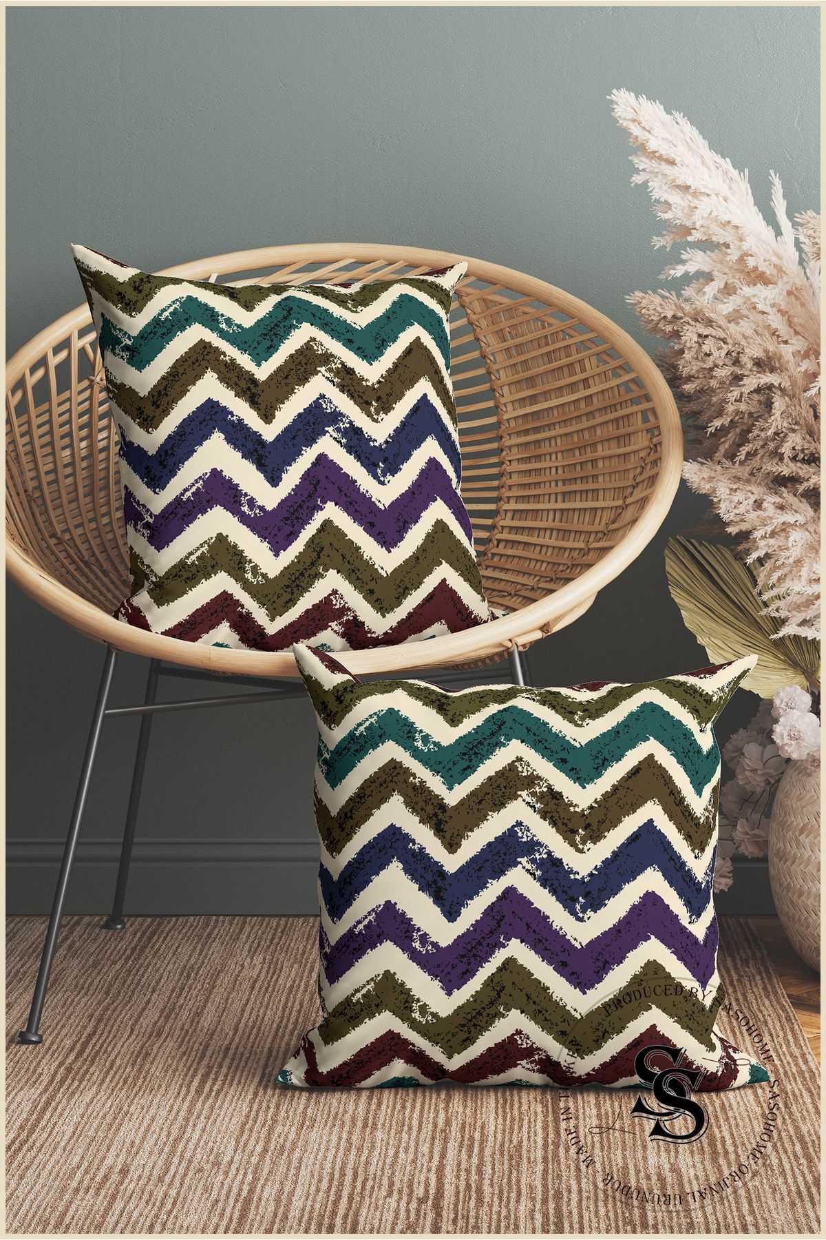 Digital Printed Pillowcase with Colorful Zigzag Pattern