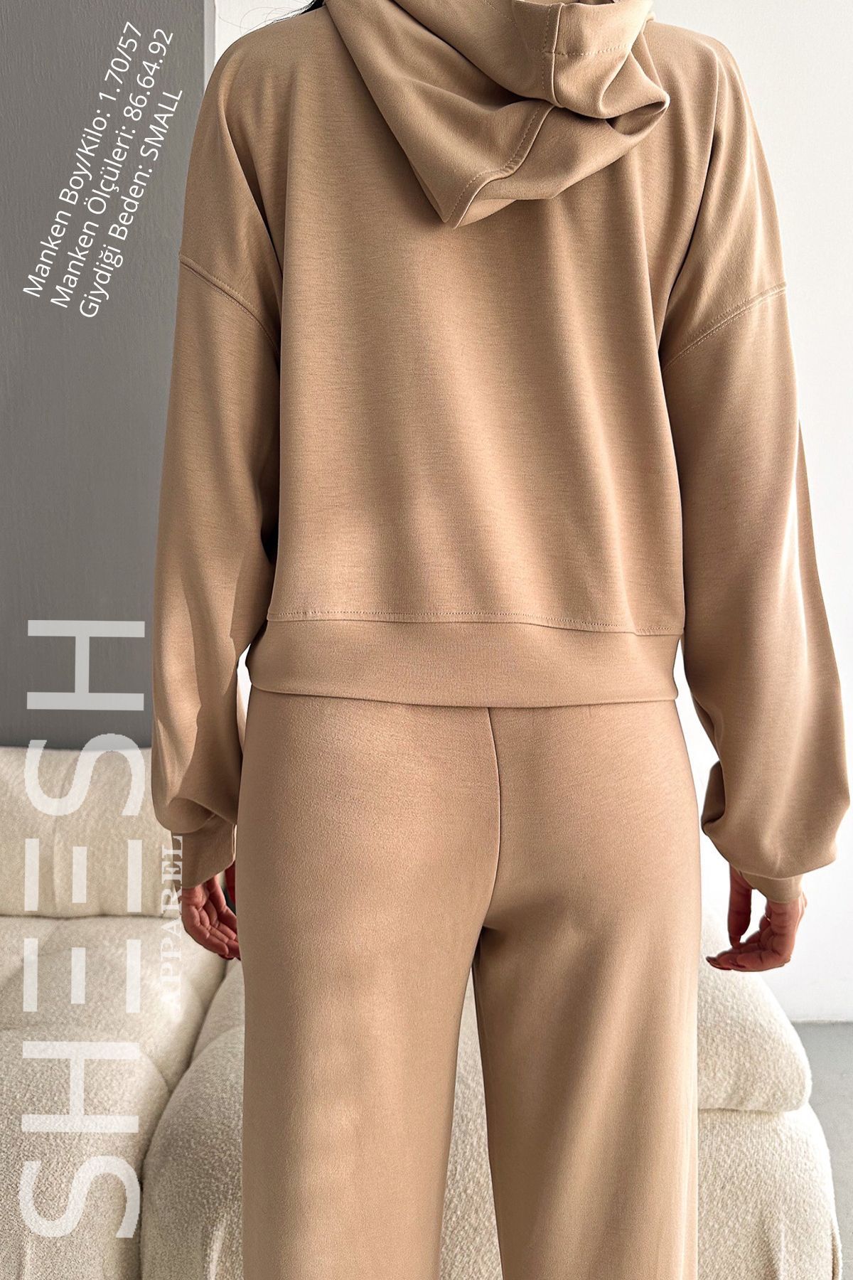 SHEESH APPAREL-Camel Color Soft Textured Modal Set - Palazzo Tracksuit and Pants Set 6