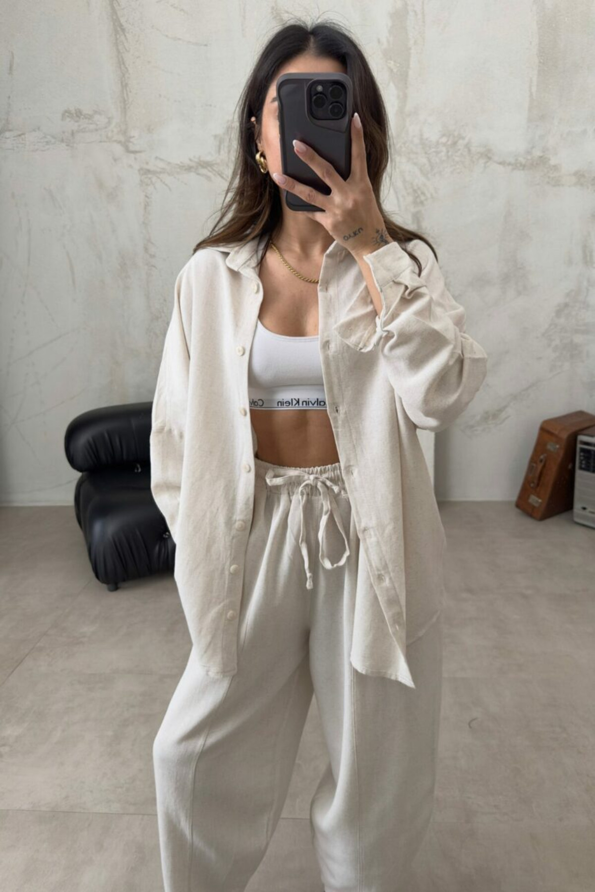 My Blog Zestaw lnianej koszuli premium z kamienia Shalwar