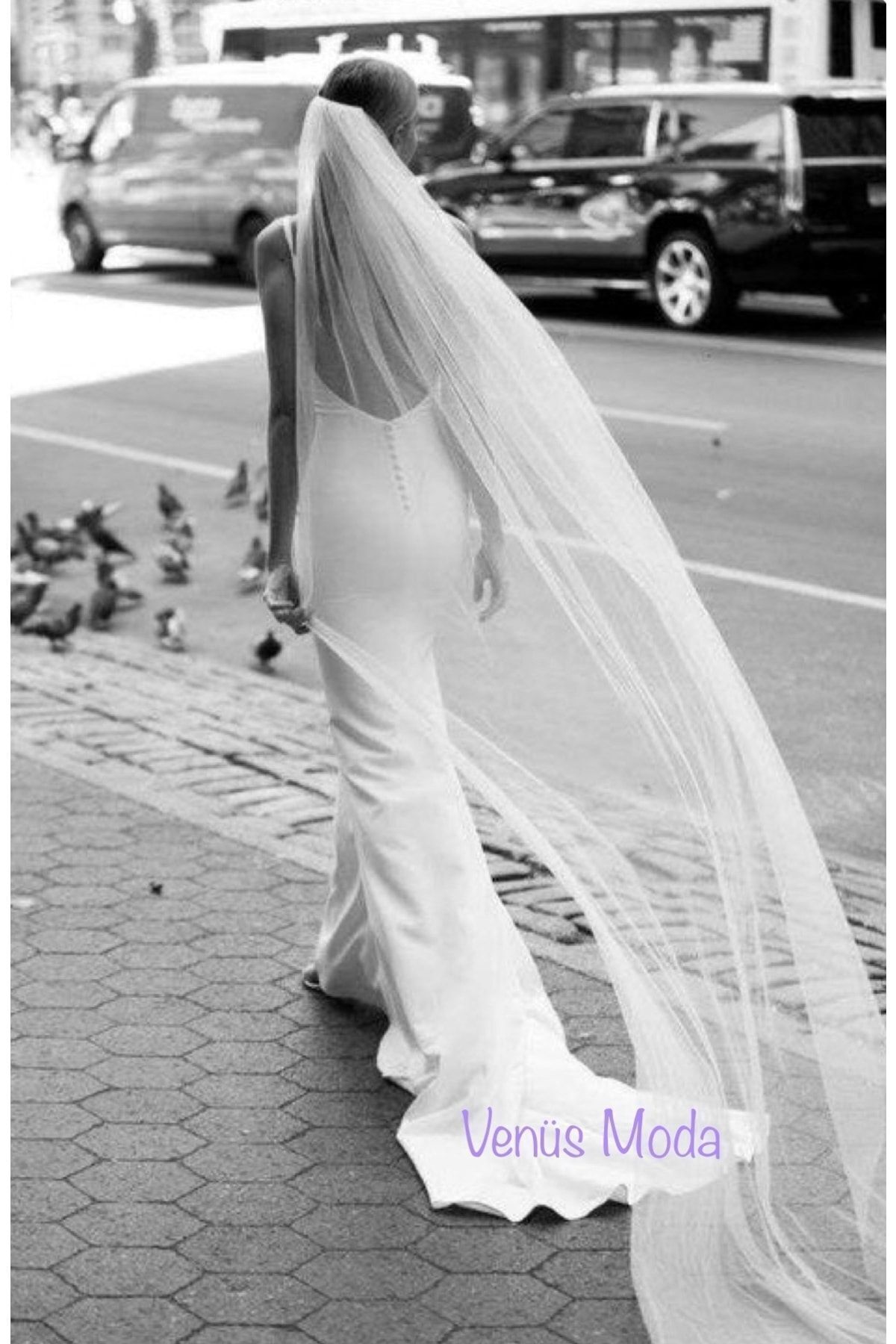 Long Veil 3 Meters Length 2 Meters Width, Narrow Broken White Bridal Veil Veil with Buckle