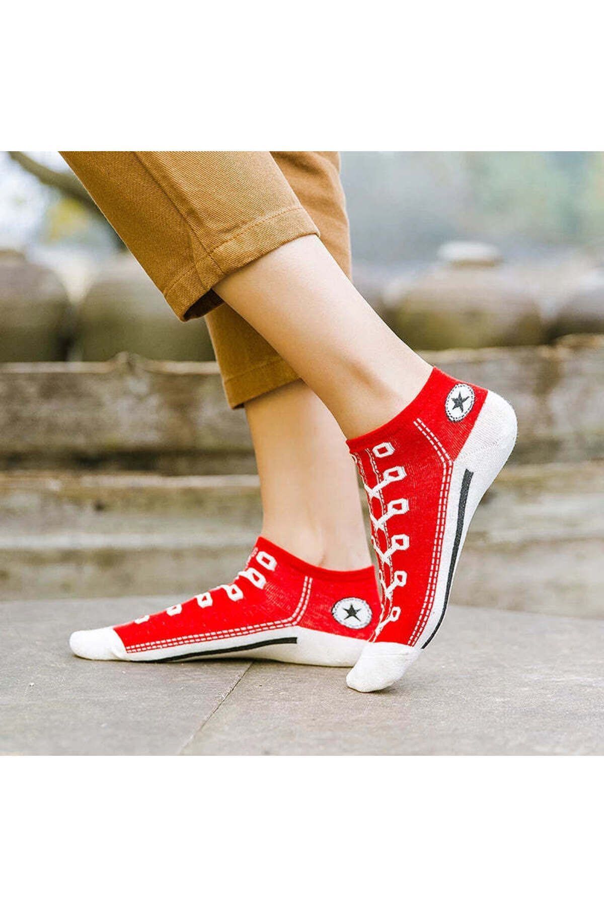 Red converse socks deals
