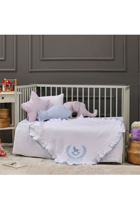 LaFiny - Lucky Colt Bebek Battaniye İşlemeli Müslin Kumaş %100 Pamuk 85CM x 8...