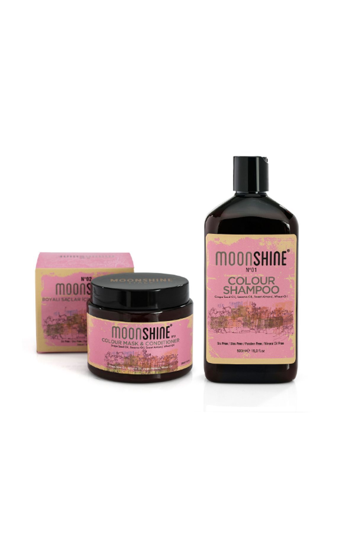 MOONSHINE ست مراقبت از موهای رنگ شده - شامپو رنگ شده ۵۰۰ میلیلیتری و ماسک و نرمکننده رنگ شده ۵۰۰ میلیلیتری — ست