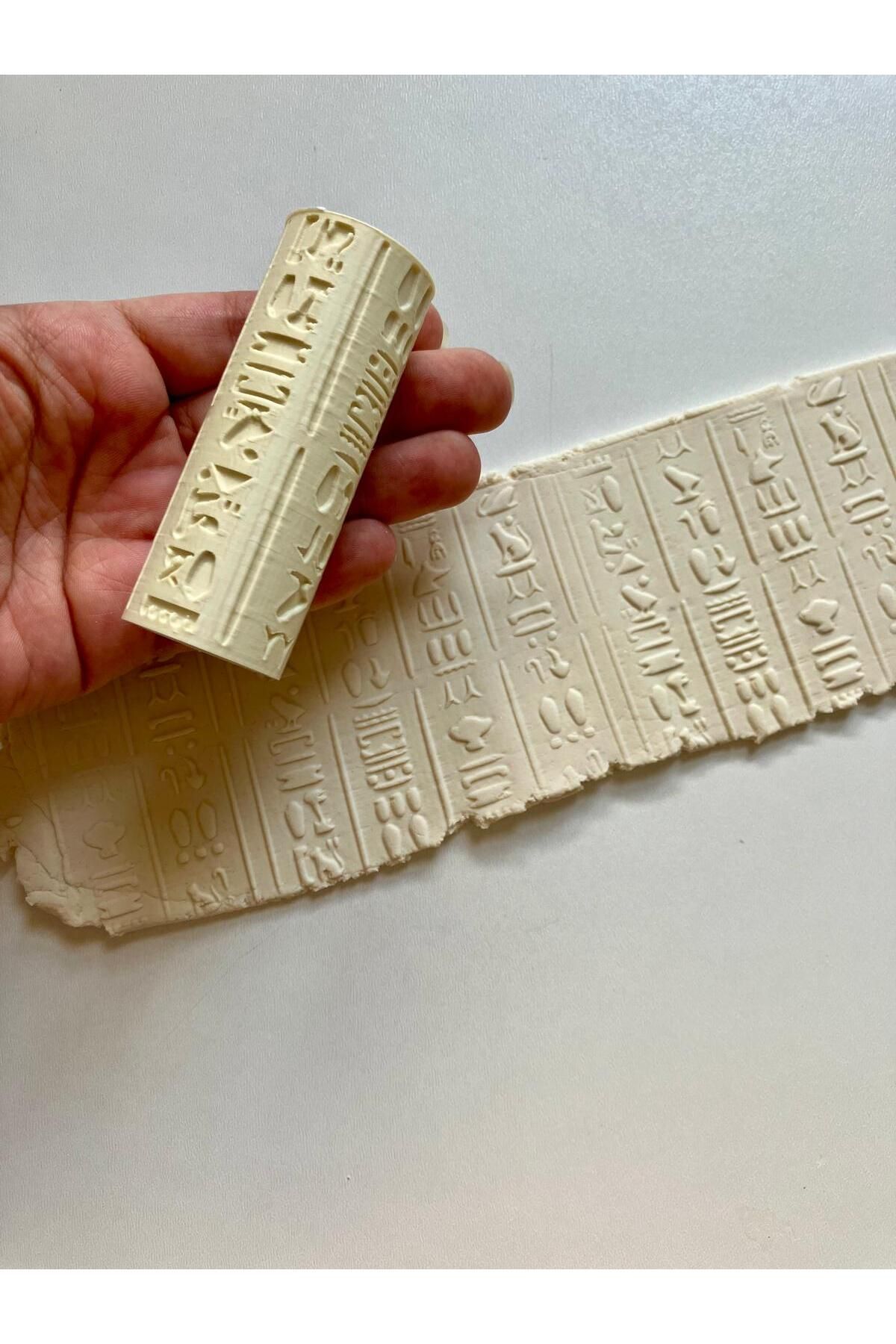 Volala-Egyptian Hieroglyphs -2 Polymer Clay Texture Rolling Pin / Ceramic Mud Patterned Roll 2