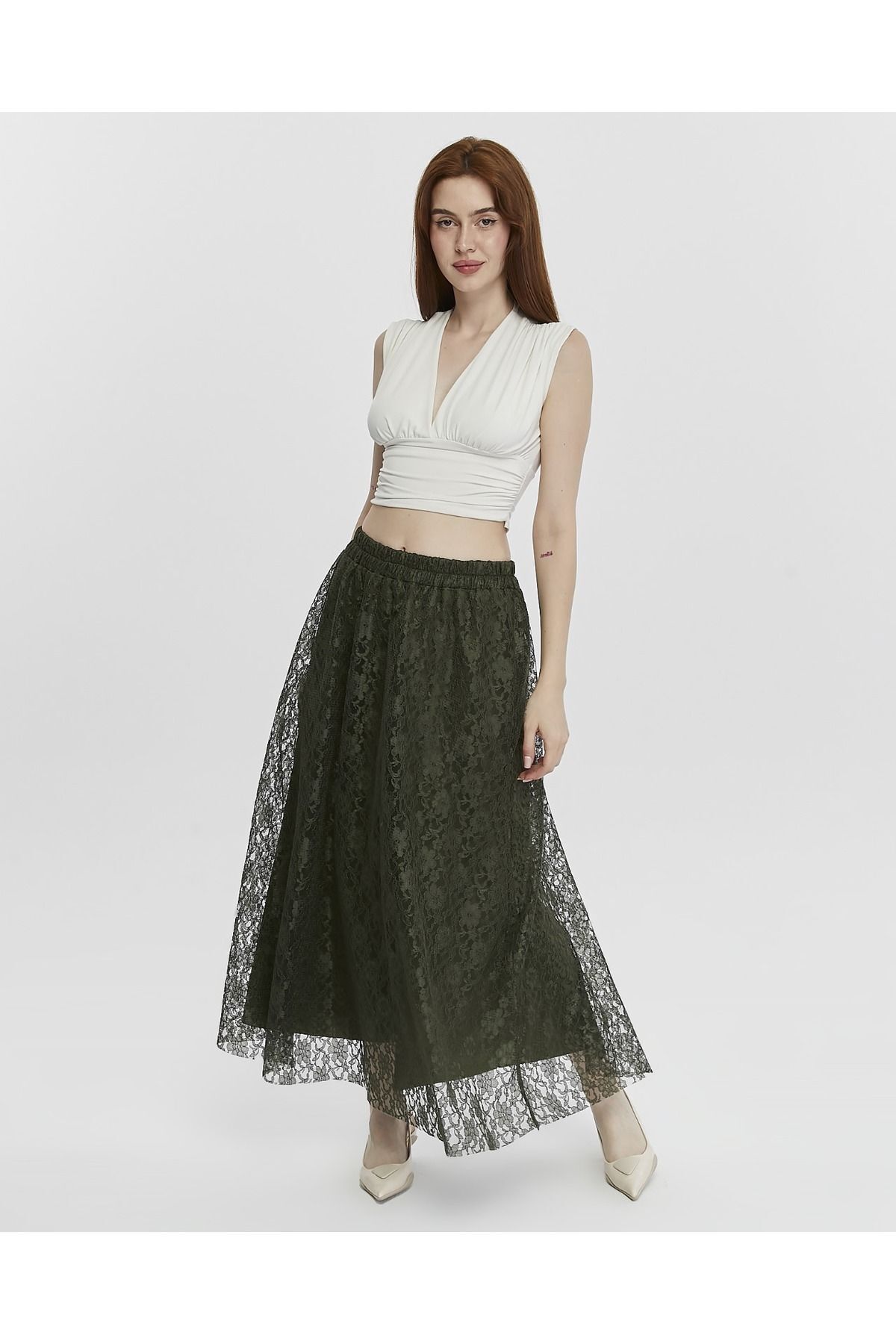 Jacket production Skirt Khaki Long Trendyol