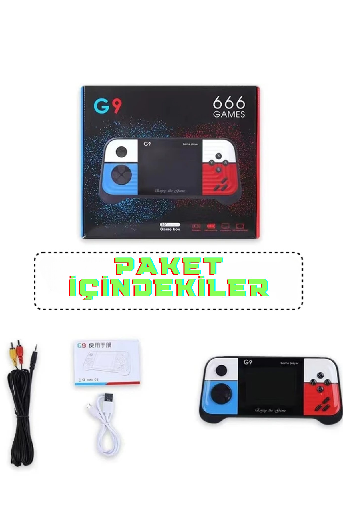 G9 3inç HD EKRAN 666 Oyunlu Retro Arcade El Konsolu Atari 6