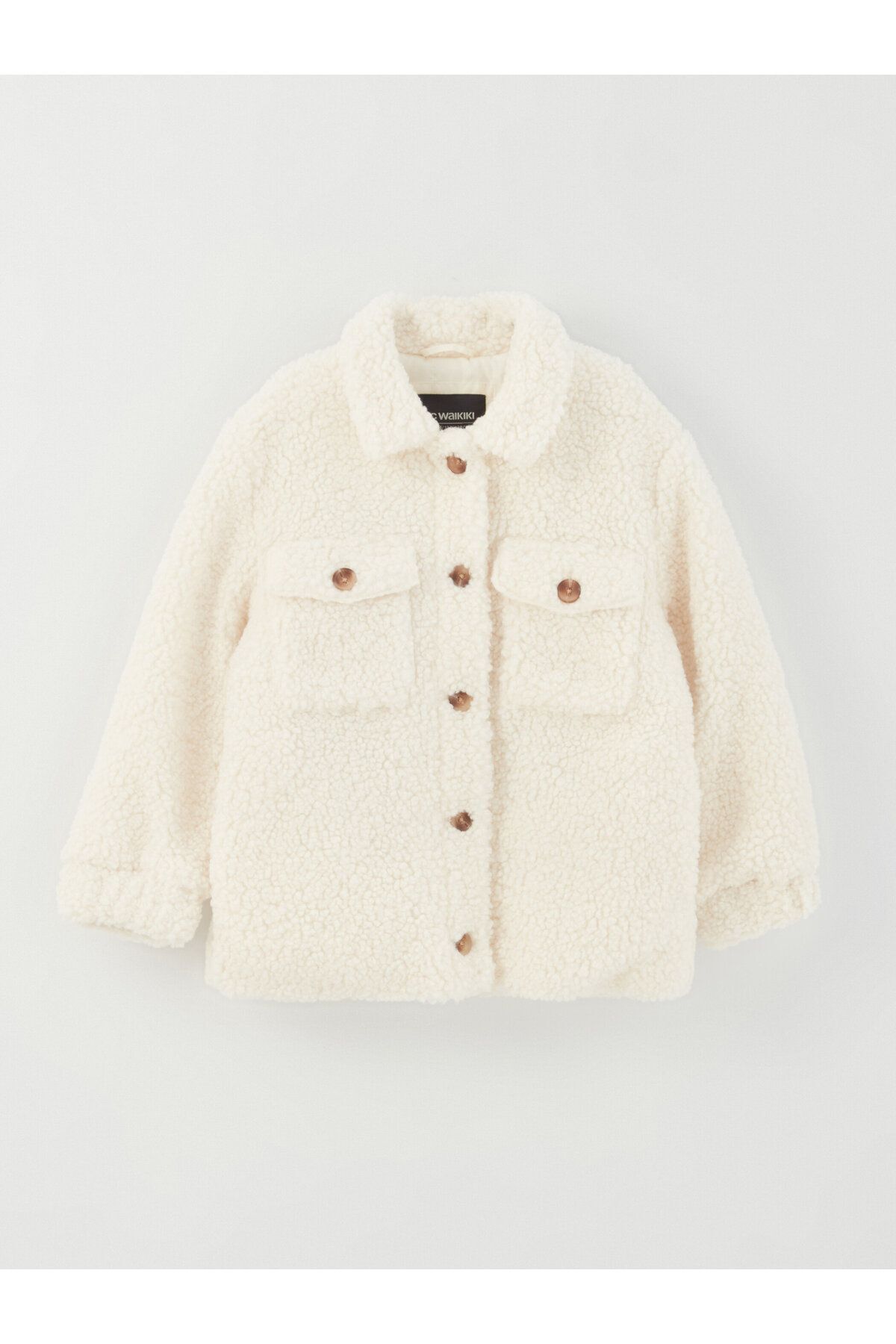 LC Waikiki-Girl's Plush Coat with Shirt Collar 2
