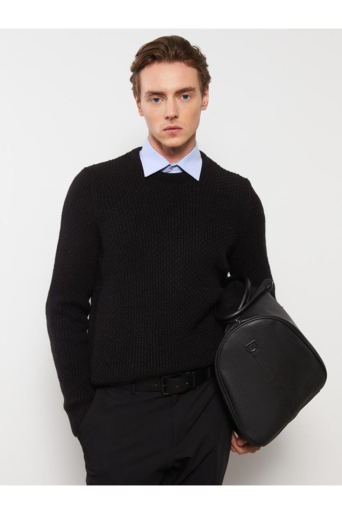 ال سی وایکیکی ژاکت بافتنی مردانه آستین بلند یقه گرد LCW ECO