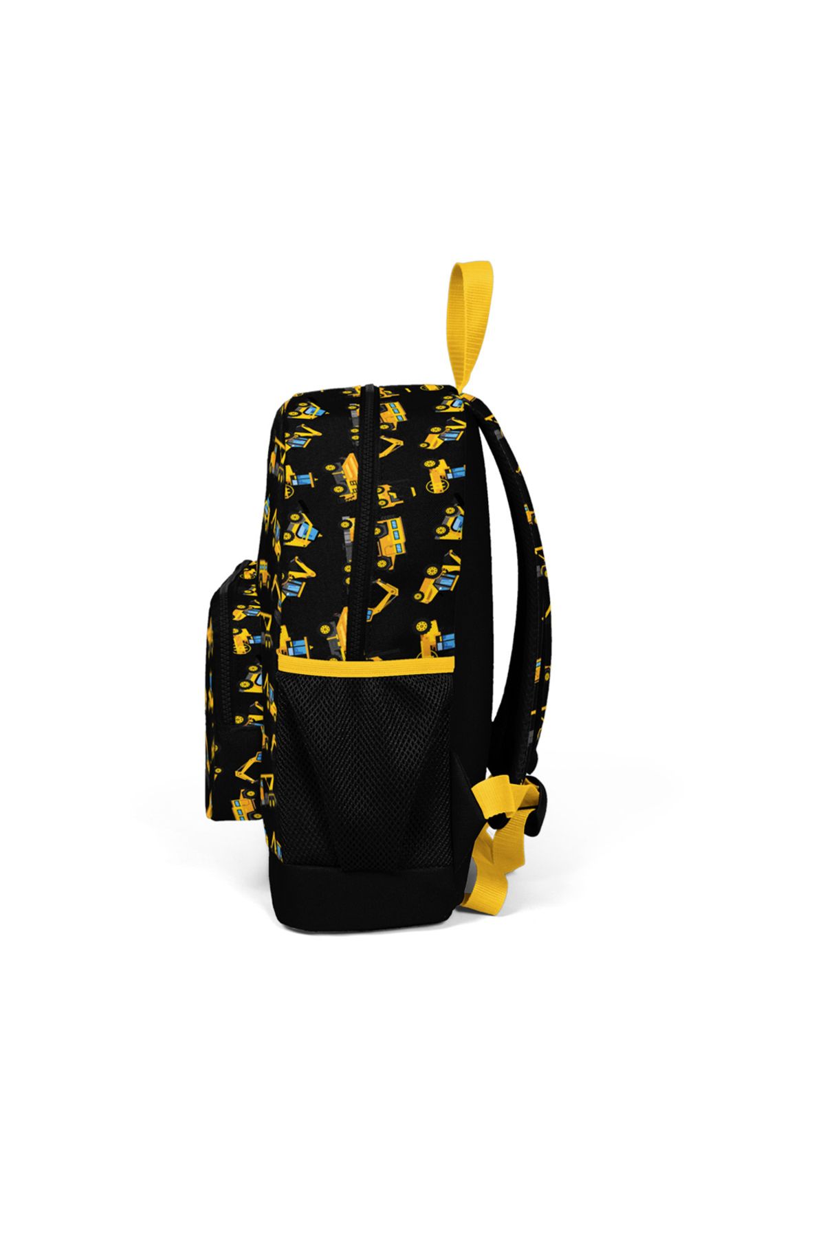 Yaygan-Coral High Black Yellow Patterned Four Compartment School Backpack 23475 2