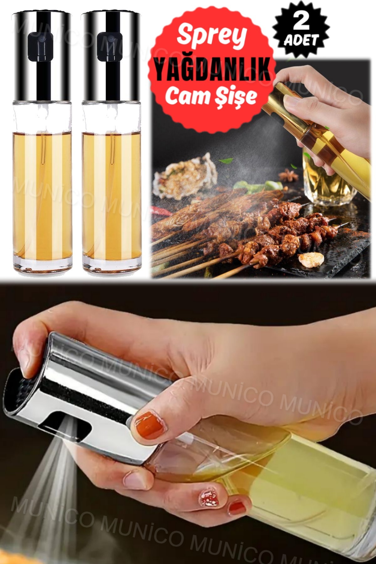 2Pcs Olive Oil Sprayer Oil Spray Bottle Vinegar Oil Dispenser Cooking Cooking Oil Bottle