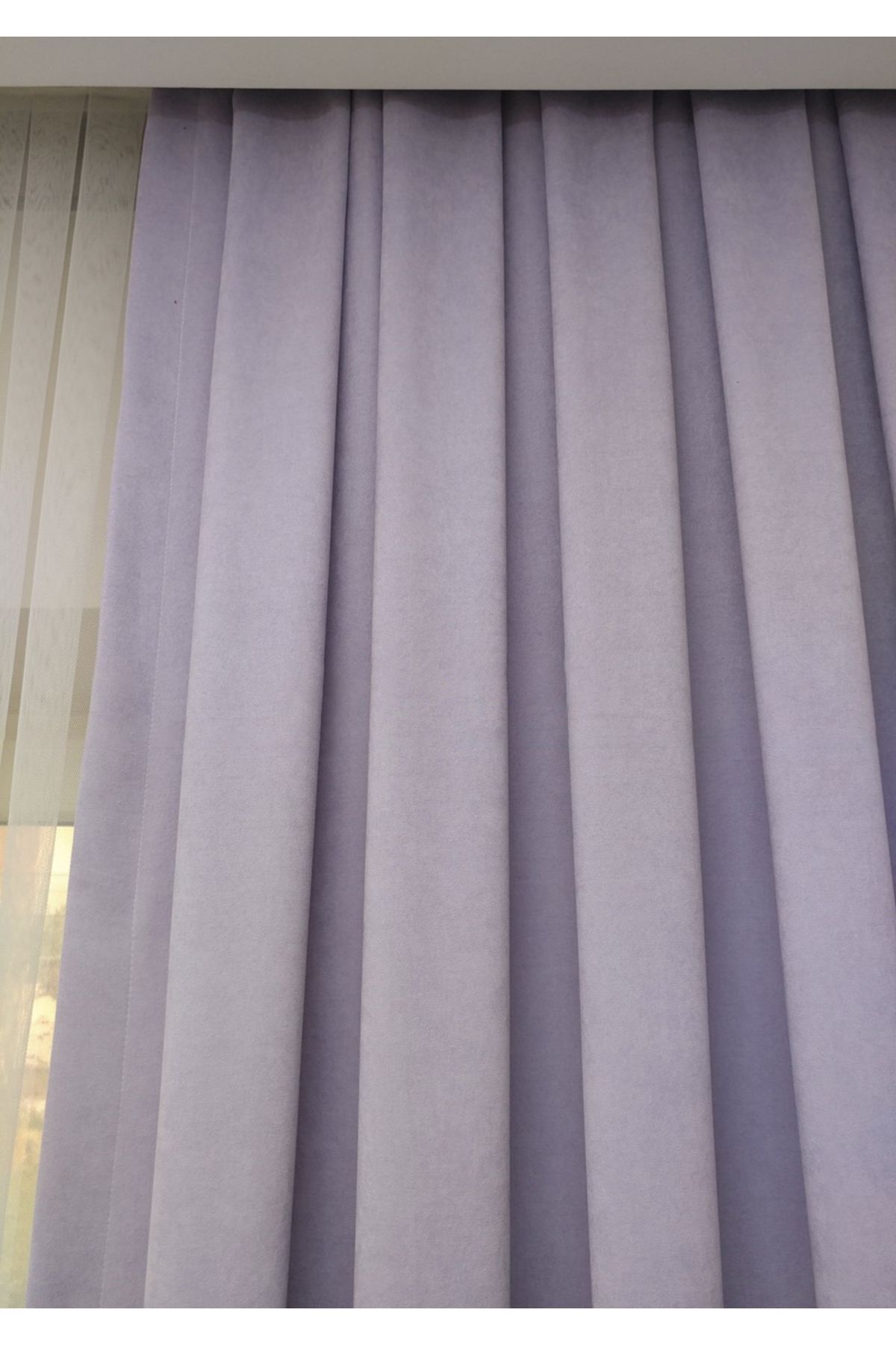Evdepo Home-Lilac Solid Color Pleated Soft Background Curtain, 1/2,5 Regular (MEDIUM) Pleat, Single Wing 4