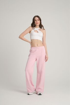 Sumain Design Nervürlü Pembe Eşofman, Pantolon