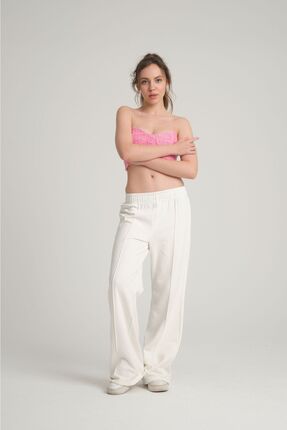 Sumain Design Nervürlü Ekru Eşofman,pantolon