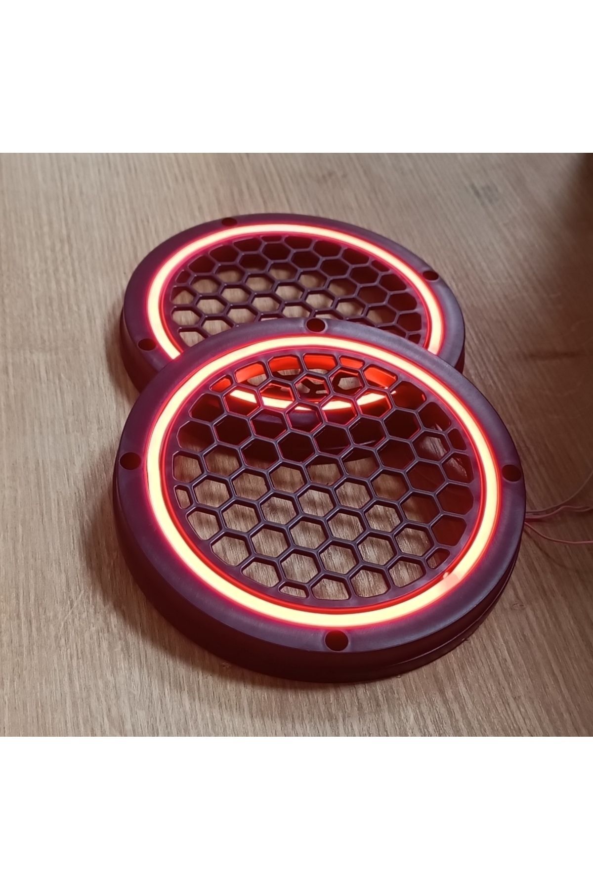 POZART AUDİO SYSTEMS 16cm Kırmızı Neon Işıklı Hoparlör ve Midrange Kapağı 1takım (2adet)