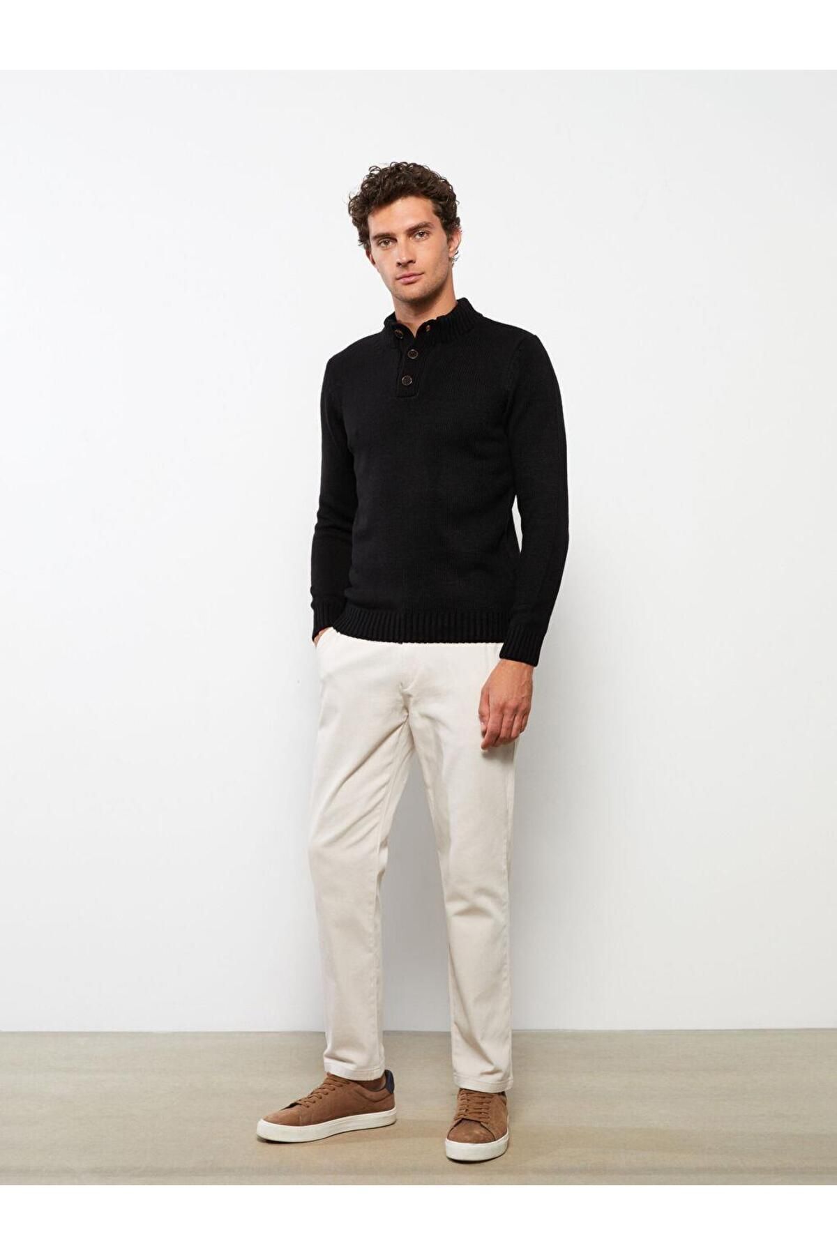 ال سی وایکیکی ژاکت بافتنی مردانه آستین بلند یقه ایستاده LCWAIKIKI