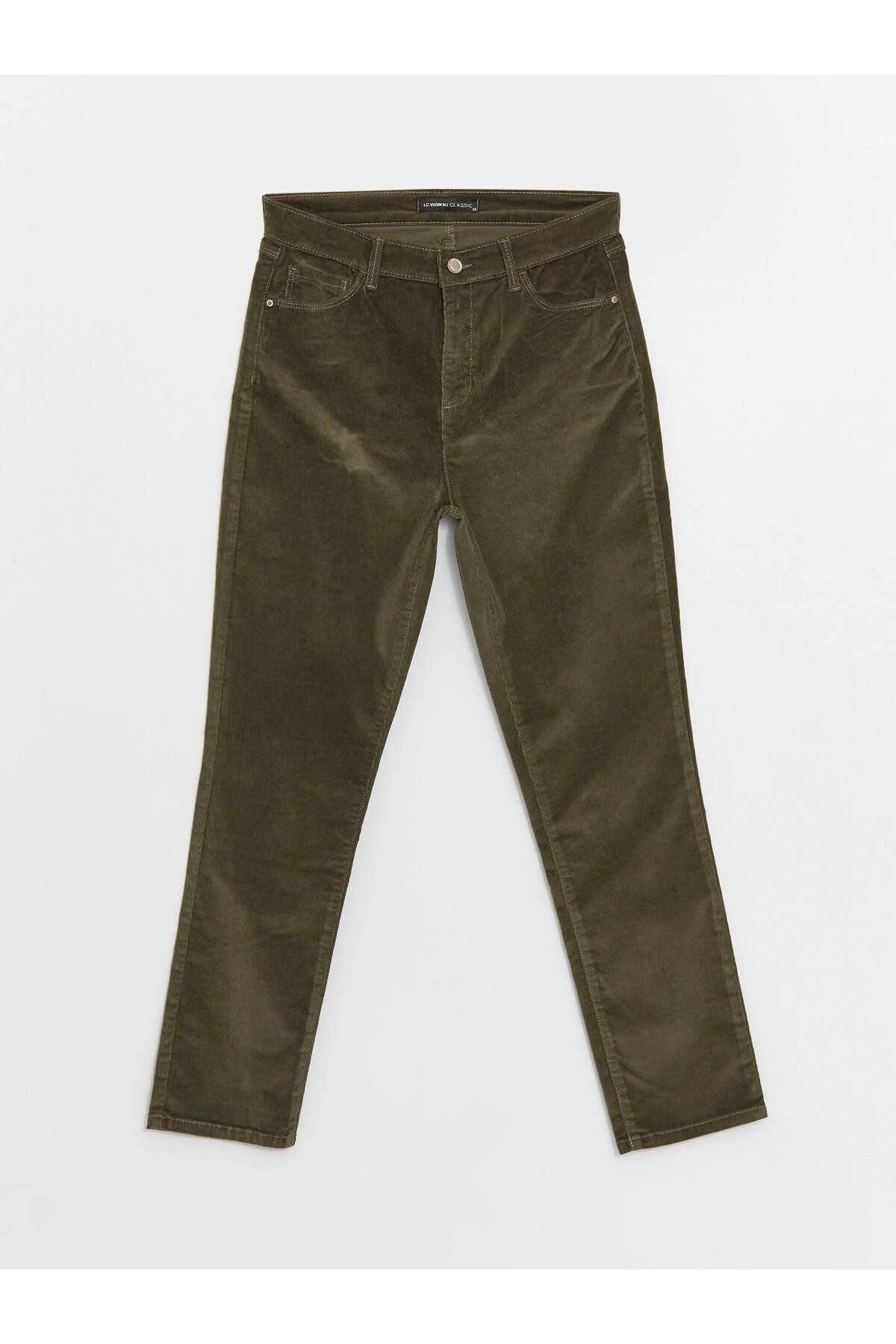 LC Waikiki-Normale Taille, schmale Passform, gerade Samt-Damenhose 5
